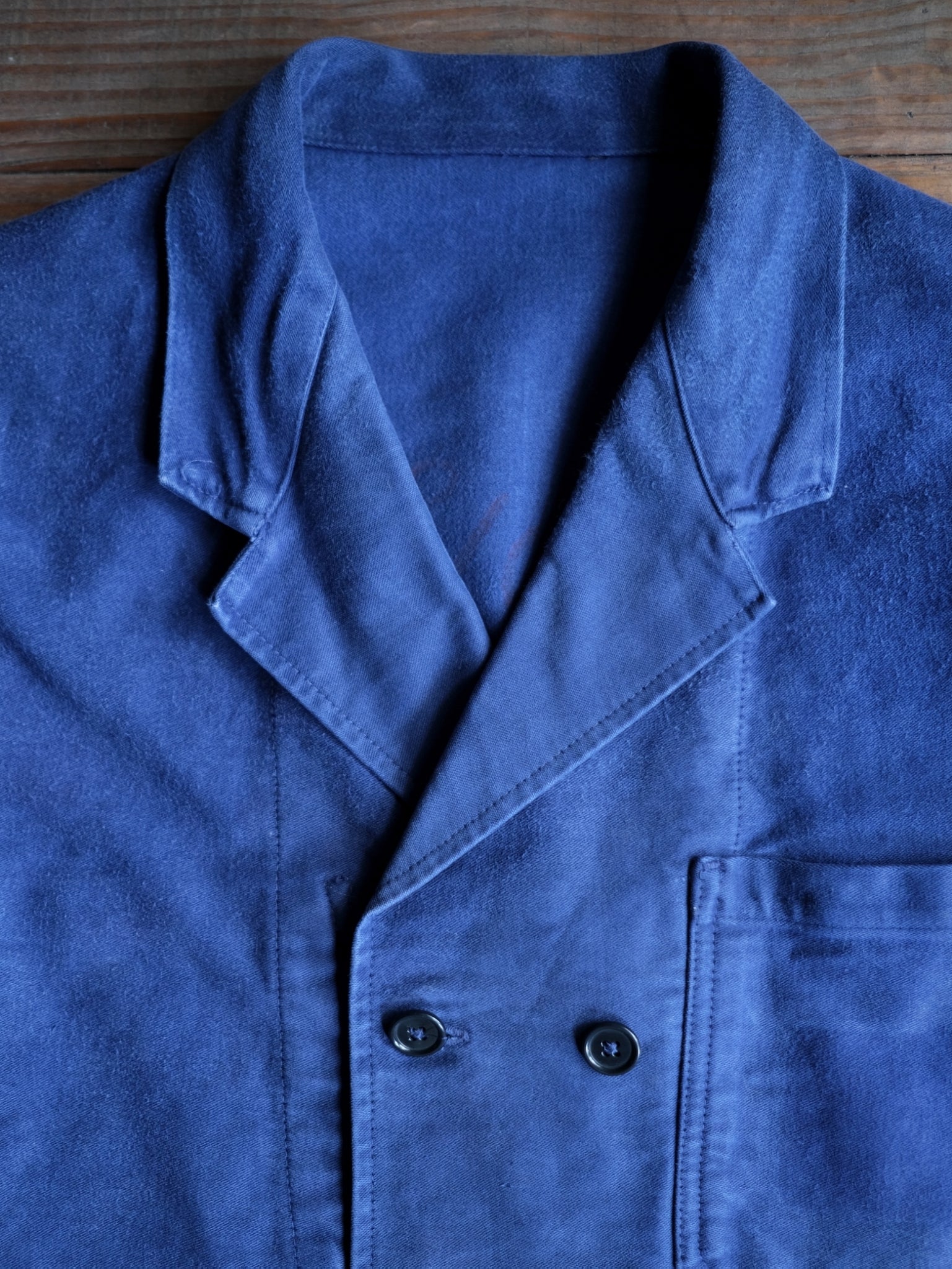 1950's French Moleskin Double Breasted Blazer Collar Work Jacket / 法國雙排扣西領工作外套