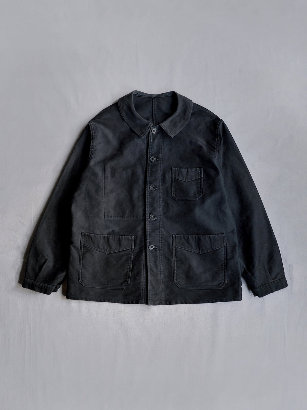 1940's "Le Mont St Michel" French Black Moleskin Work Jacket / 法國工作外套