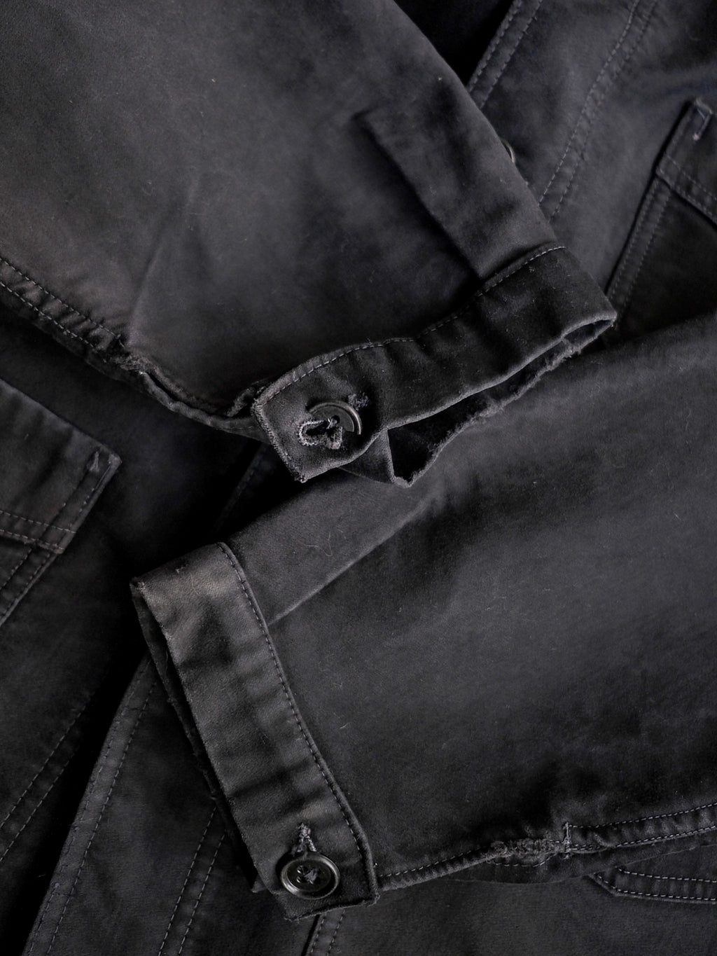 1940's "Le Mont St Michel" French Black Moleskin Work Jacket / 法國工作外套