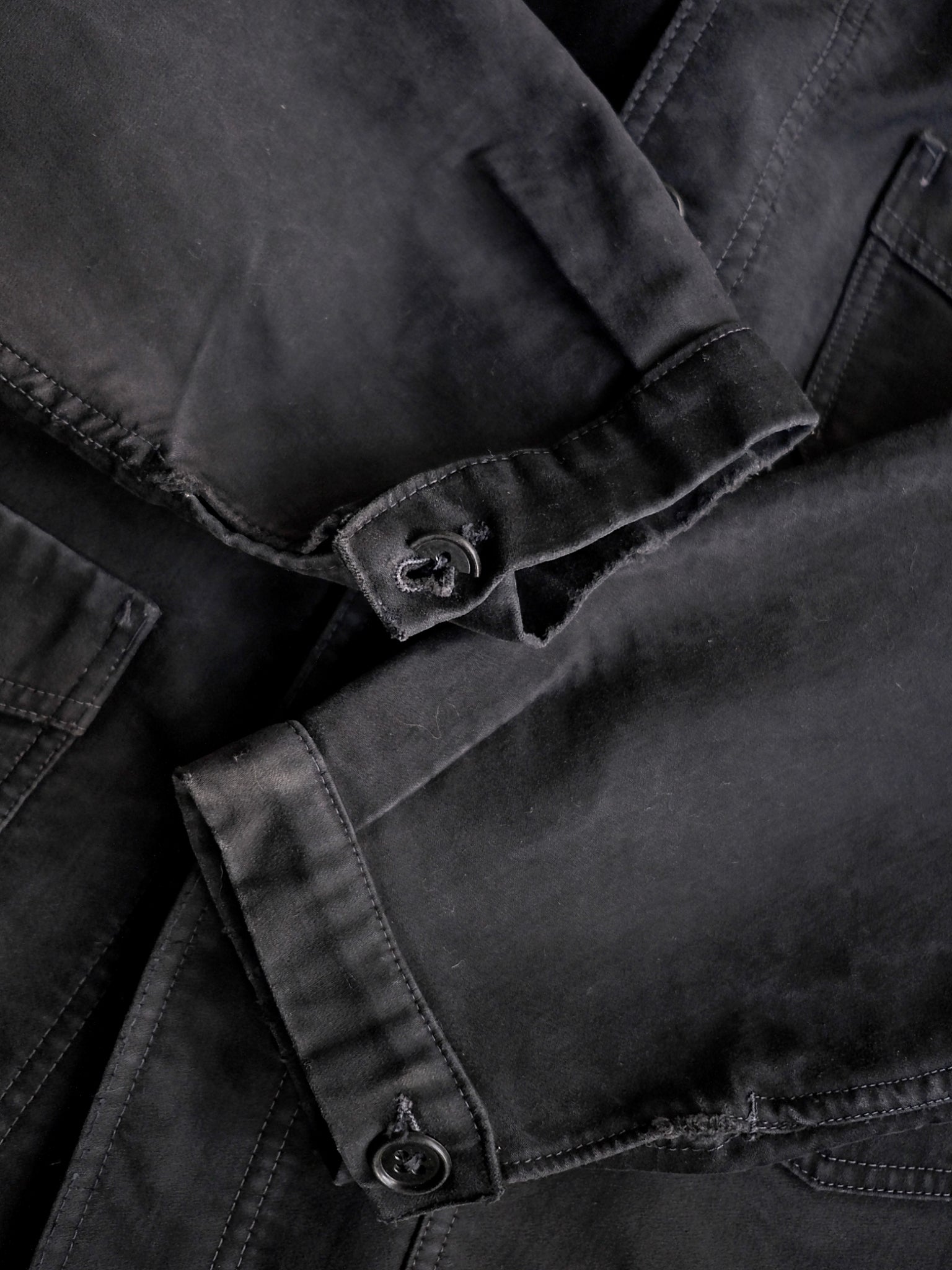 1940's "Le Mont St Michel" French Black Moleskin Work Jacket / 法國工作外套