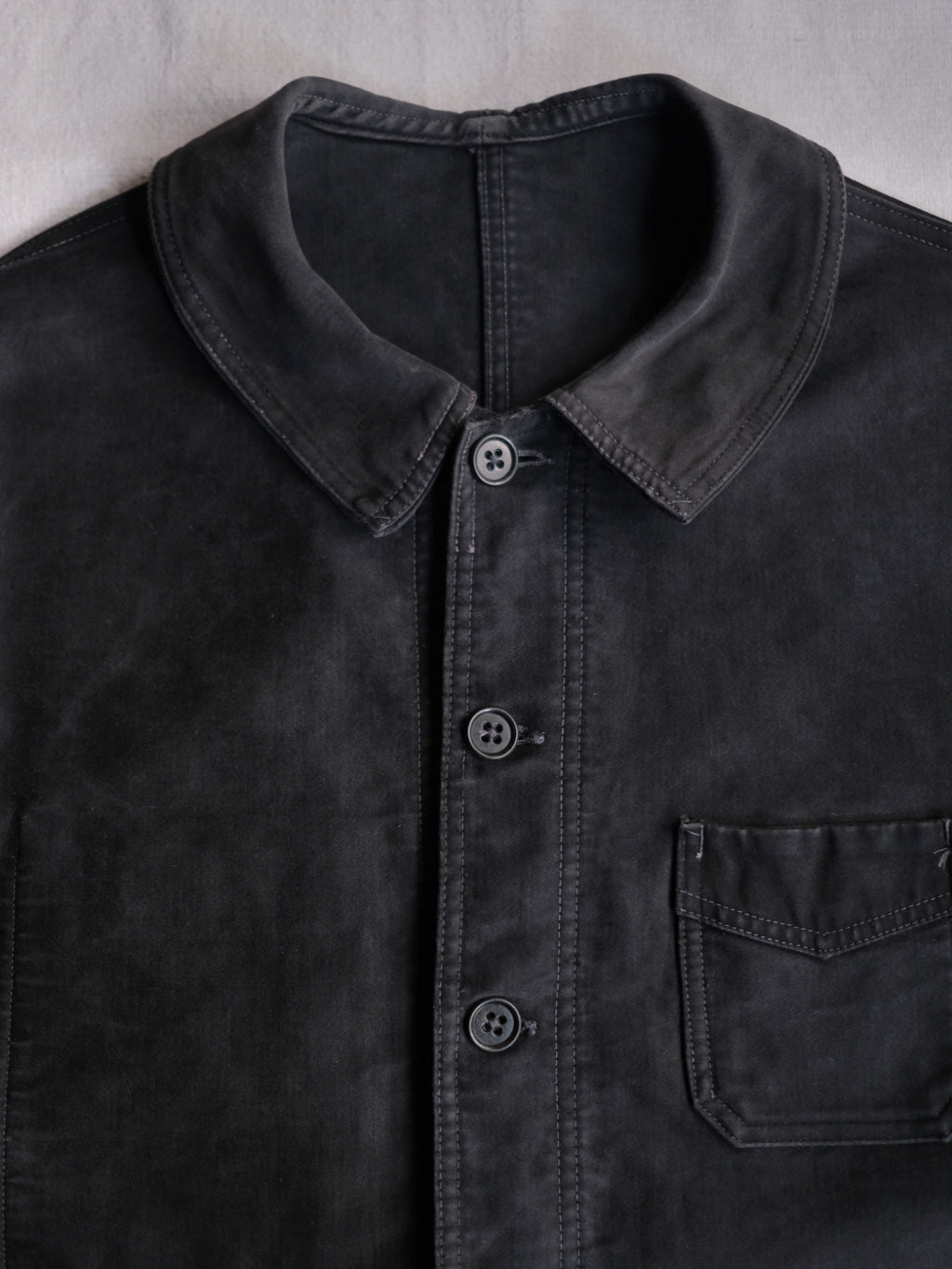 1940's "Le Mont St Michel" French Black Moleskin Work Jacket / 法國工作外套