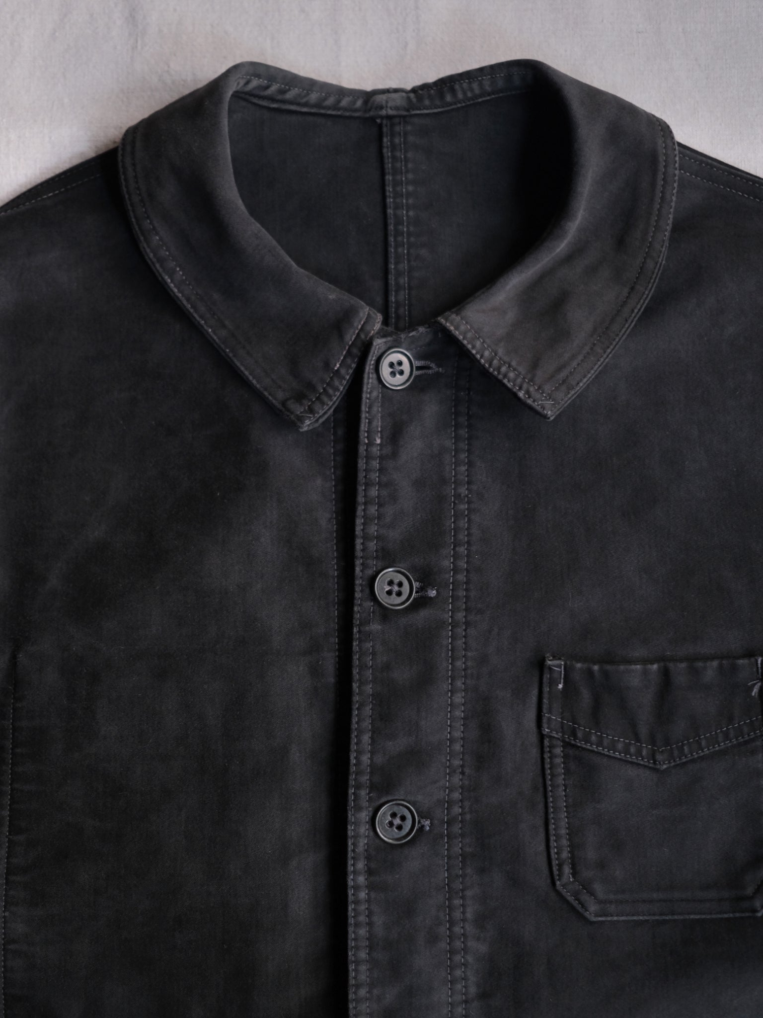 1940's "Le Mont St Michel" French Black Moleskin Work Jacket 