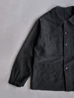 1940's "Le Mont St Michel" French Black Moleskin Work Jacket / 法國工作外套