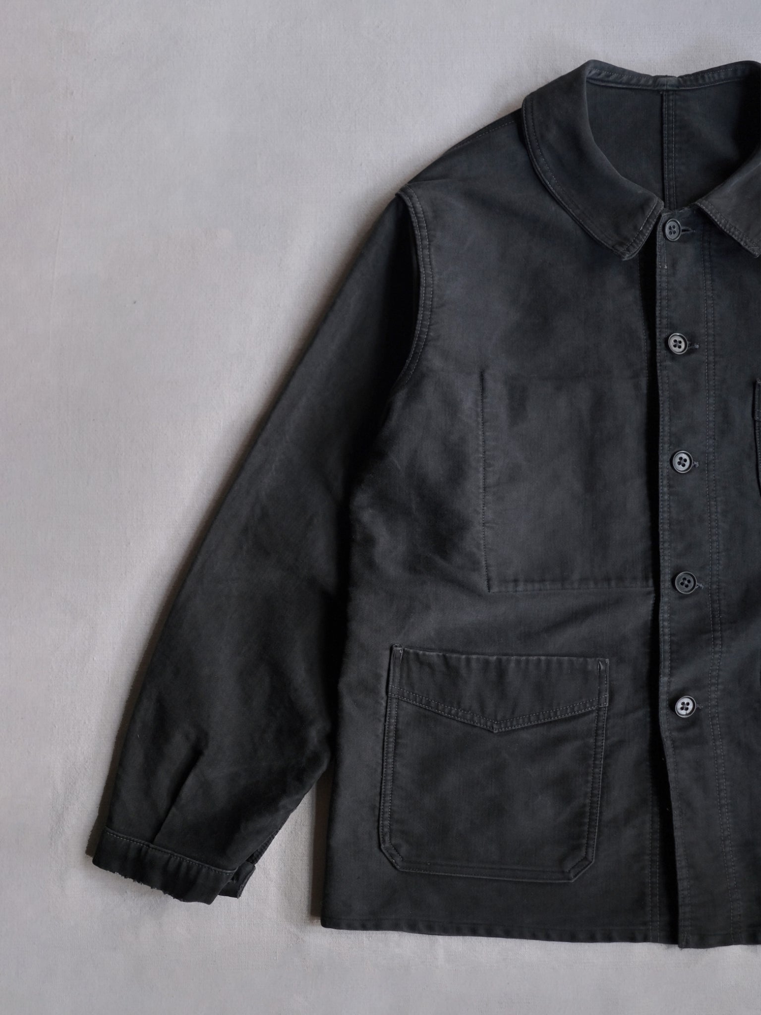 1940's "Le Mont St Michel" French Black Moleskin Work Jacket / 法國工作外套