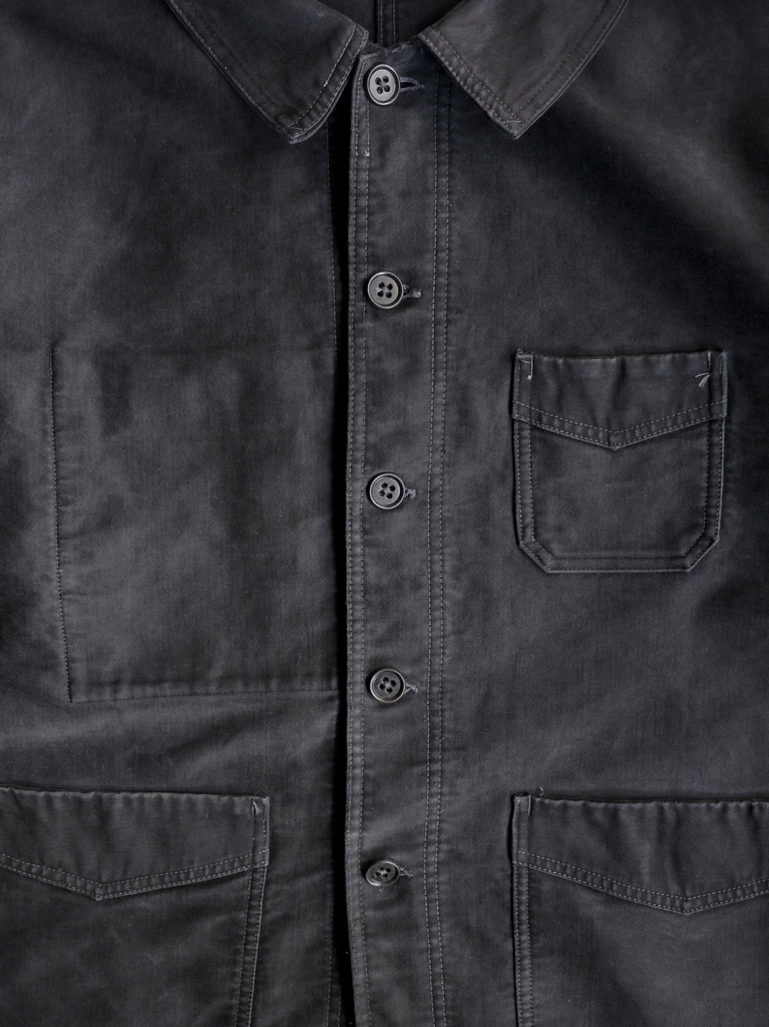 1940's "Le Mont St Michel" French Black Moleskin Work Jacket / 法國工作外套