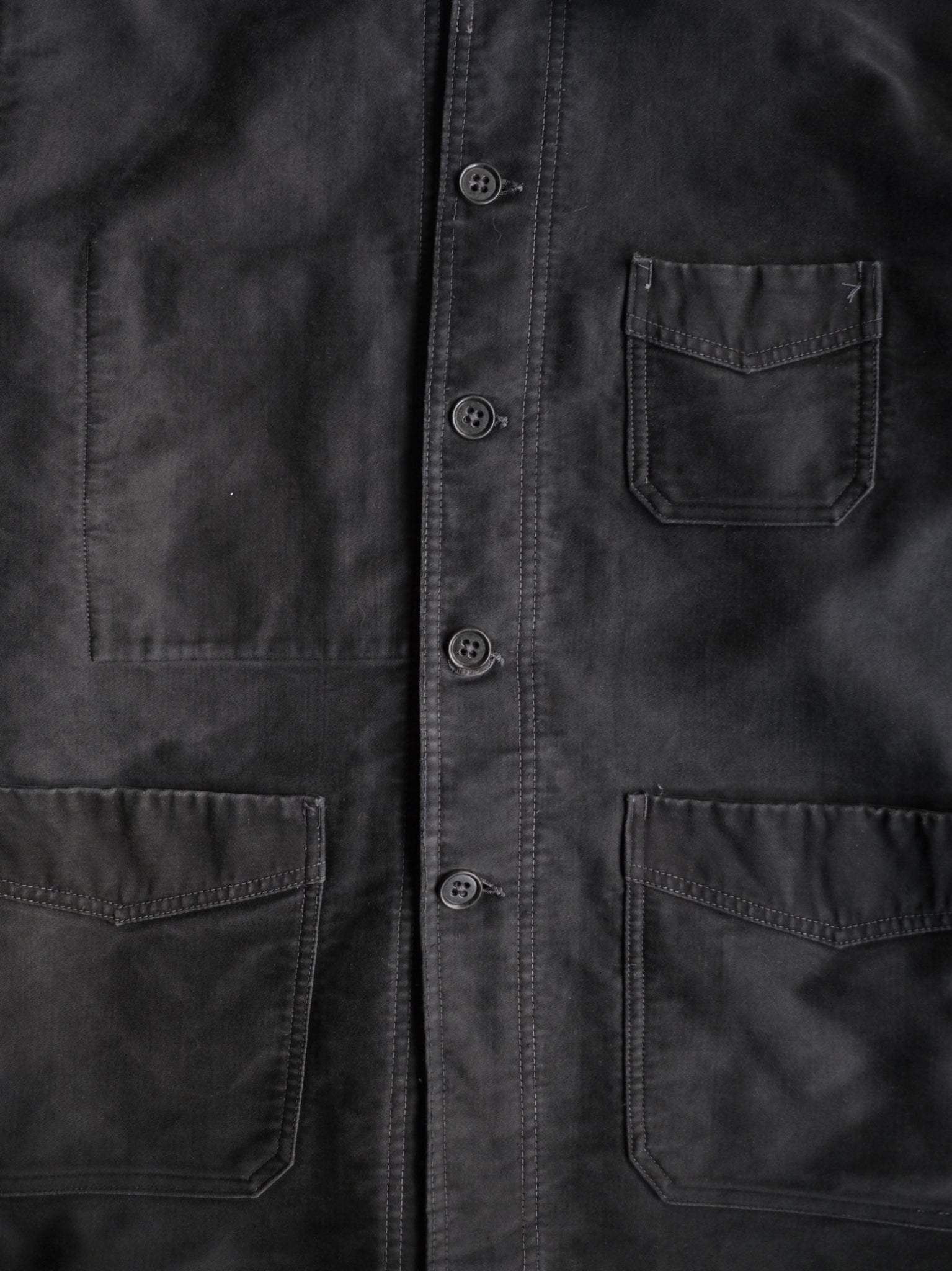 1940's "Le Mont St Michel" French Black Moleskin Work Jacket / 法國工作外套