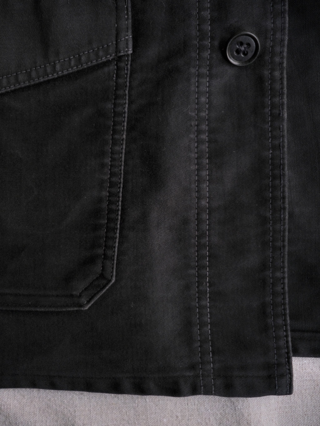 1940's "Le Mont St Michel" French Black Moleskin Work Jacket / 法國工作外套