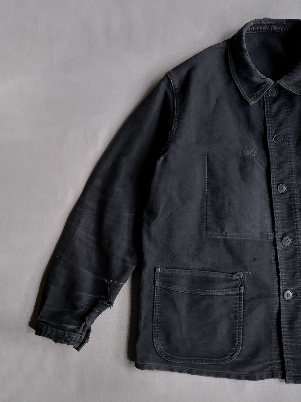 1950's "Le Mont St Michel" French Black Moleskin Work Jacket / 法國工作外套