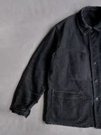 1950's "Le Mont St Michel" French Black Moleskin Work Jacket / 法國工作外套