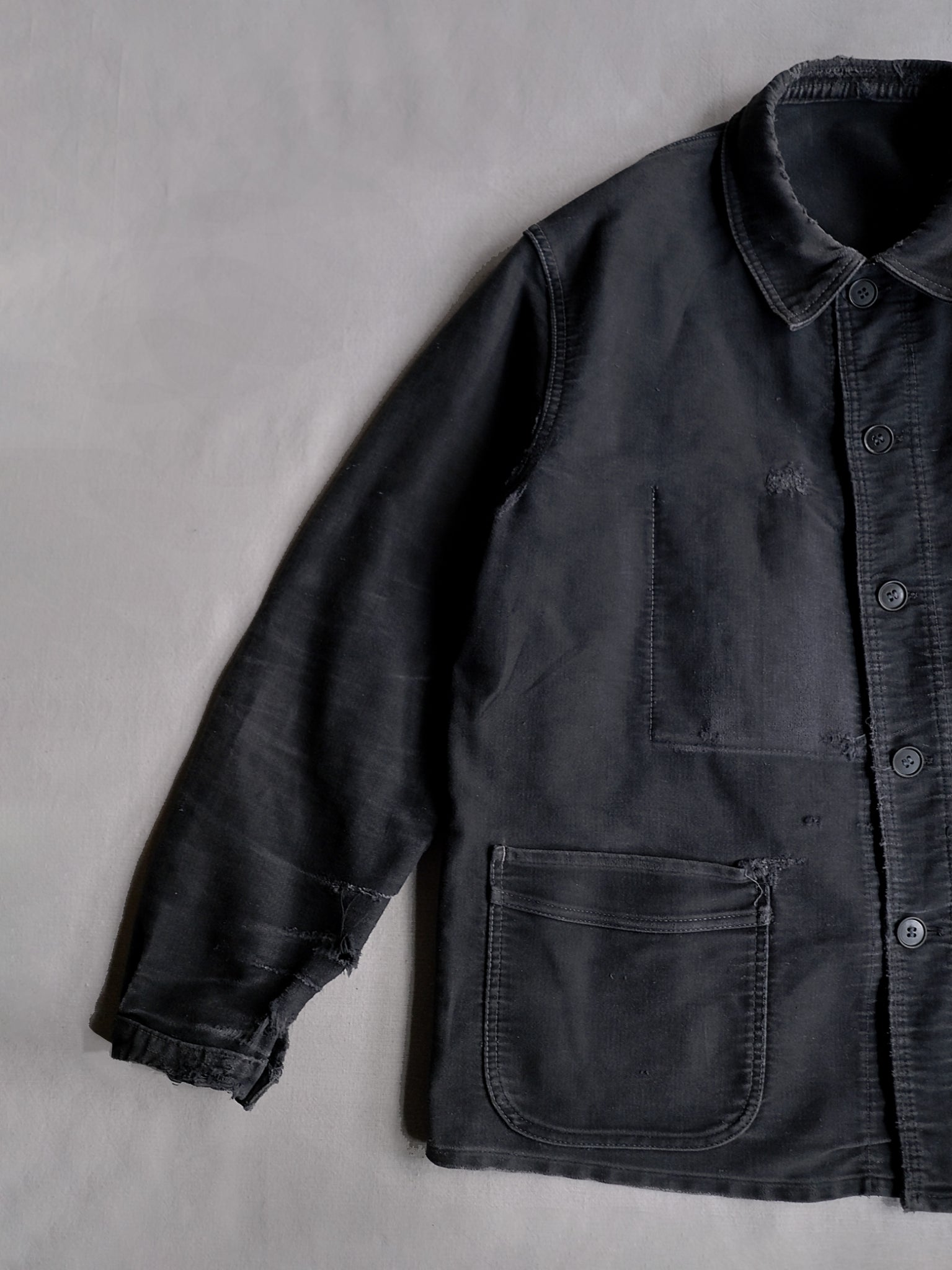 1950's "Le Mont St Michel" French Black Moleskin Work Jacket / 法國工作外套