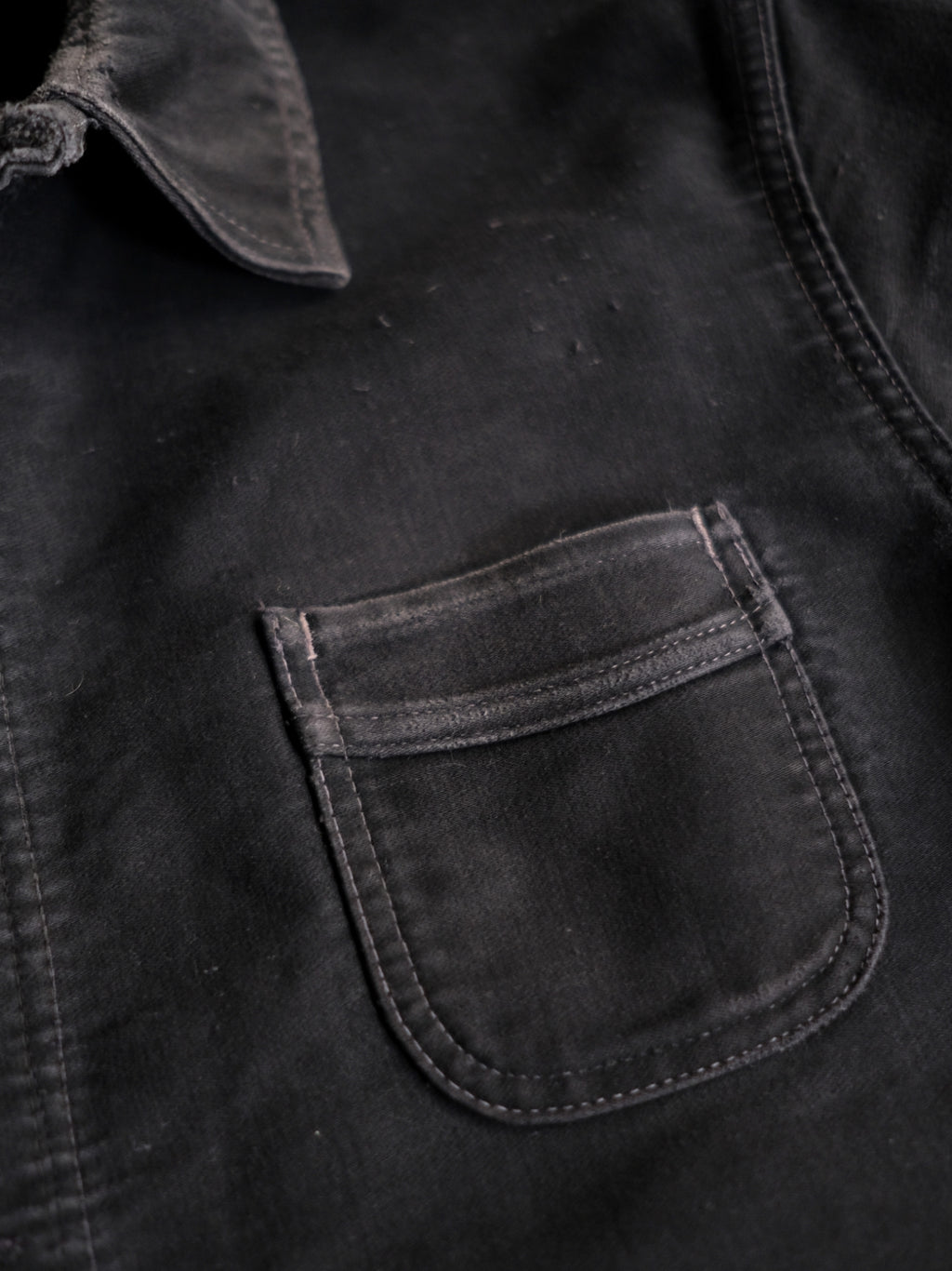 1950's "Le Mont St Michel" French Black Moleskin Work Jacket / 法國工作外套