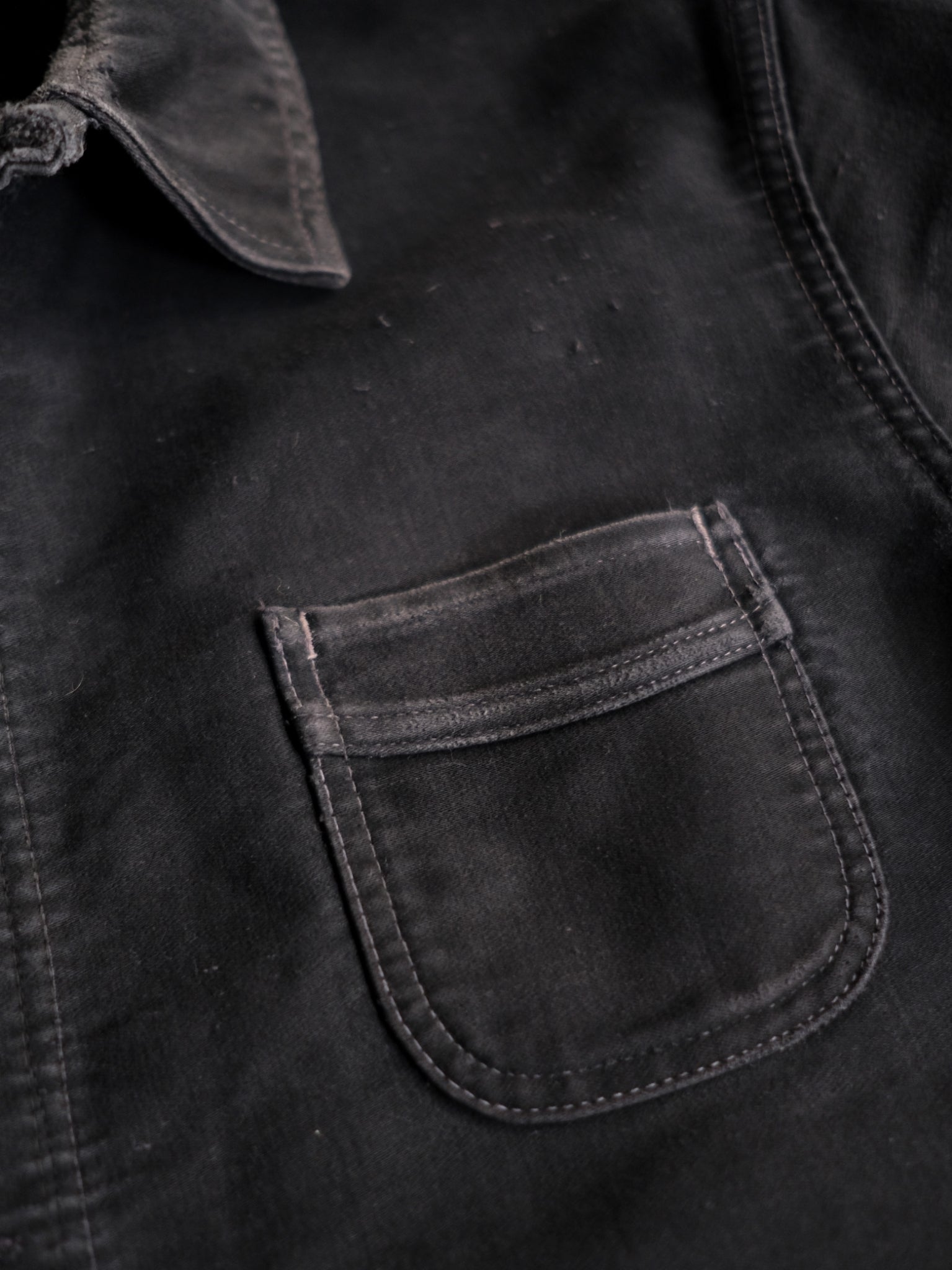 1950's "Le Mont St Michel" French Black Moleskin Work Jacket / 法國工作外套