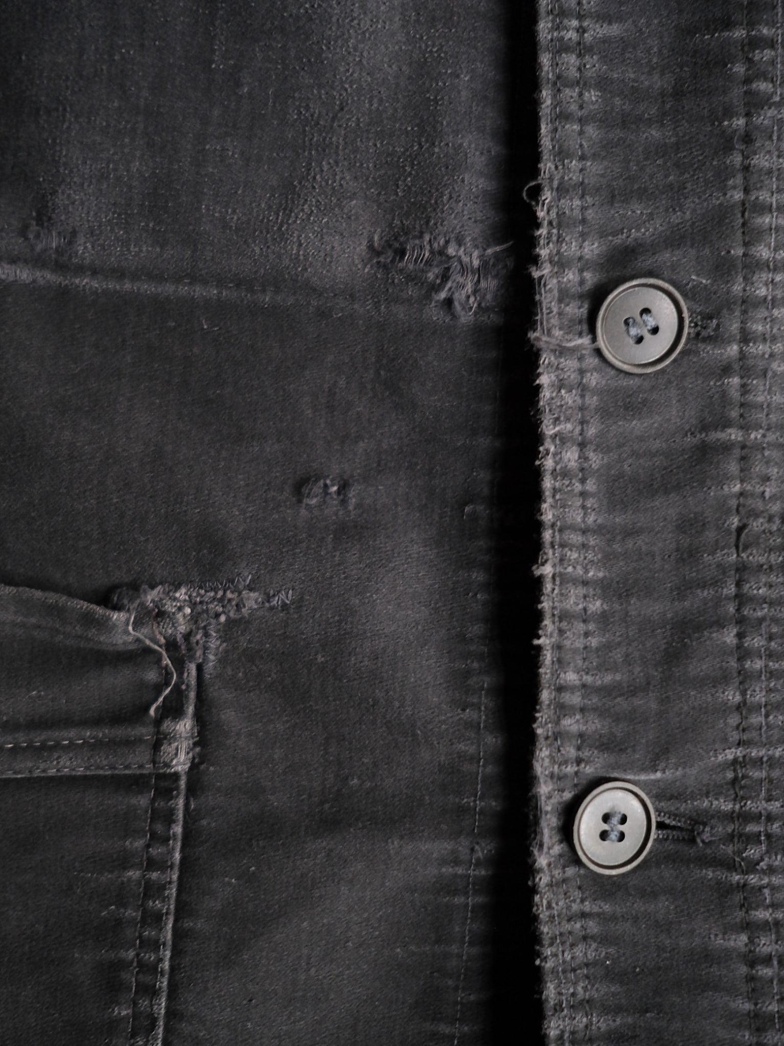 1950's "Le Mont St Michel" French Black Moleskin Work Jacket / 法國工作外套
