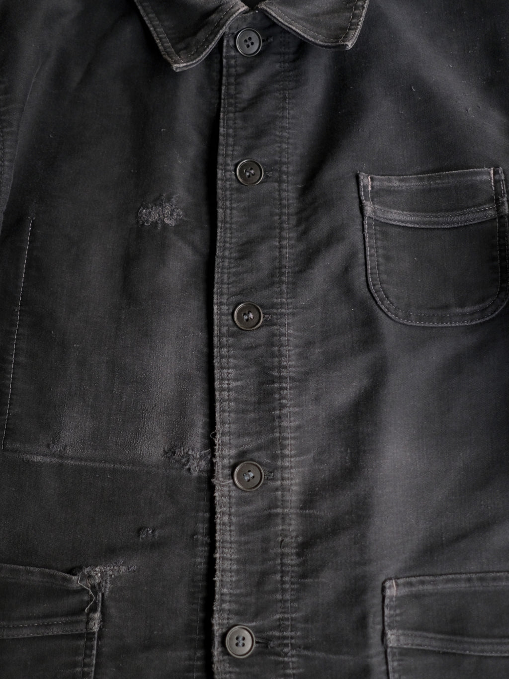 1950's "Le Mont St Michel" French Black Moleskin Work Jacket / 法國工作外套