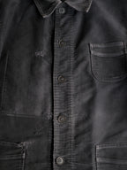 1950's "Le Mont St Michel" French Black Moleskin Work Jacket / 法國工作外套