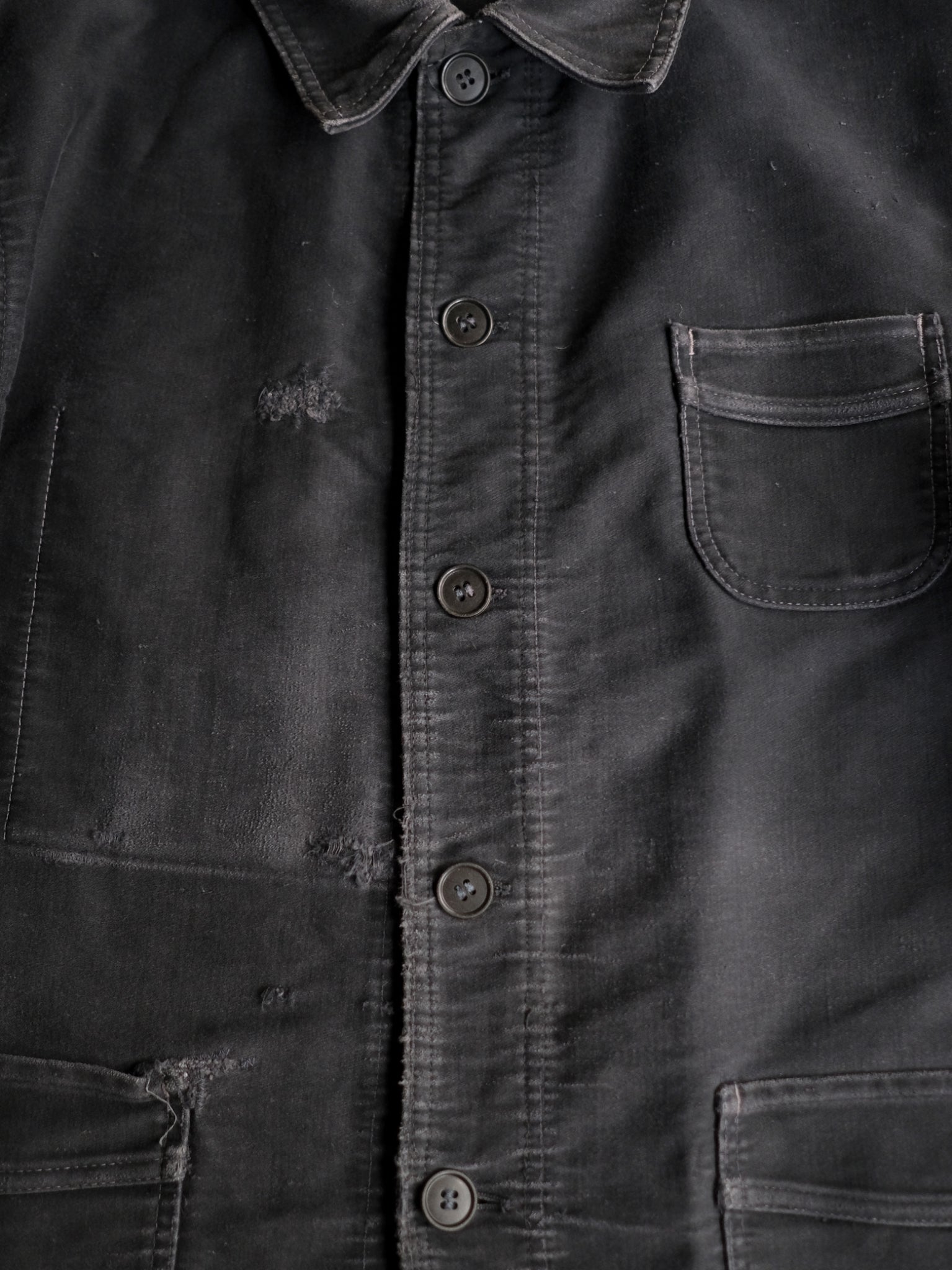1950's "Le Mont St Michel" French Black Moleskin Work Jacket / 法國工作外套