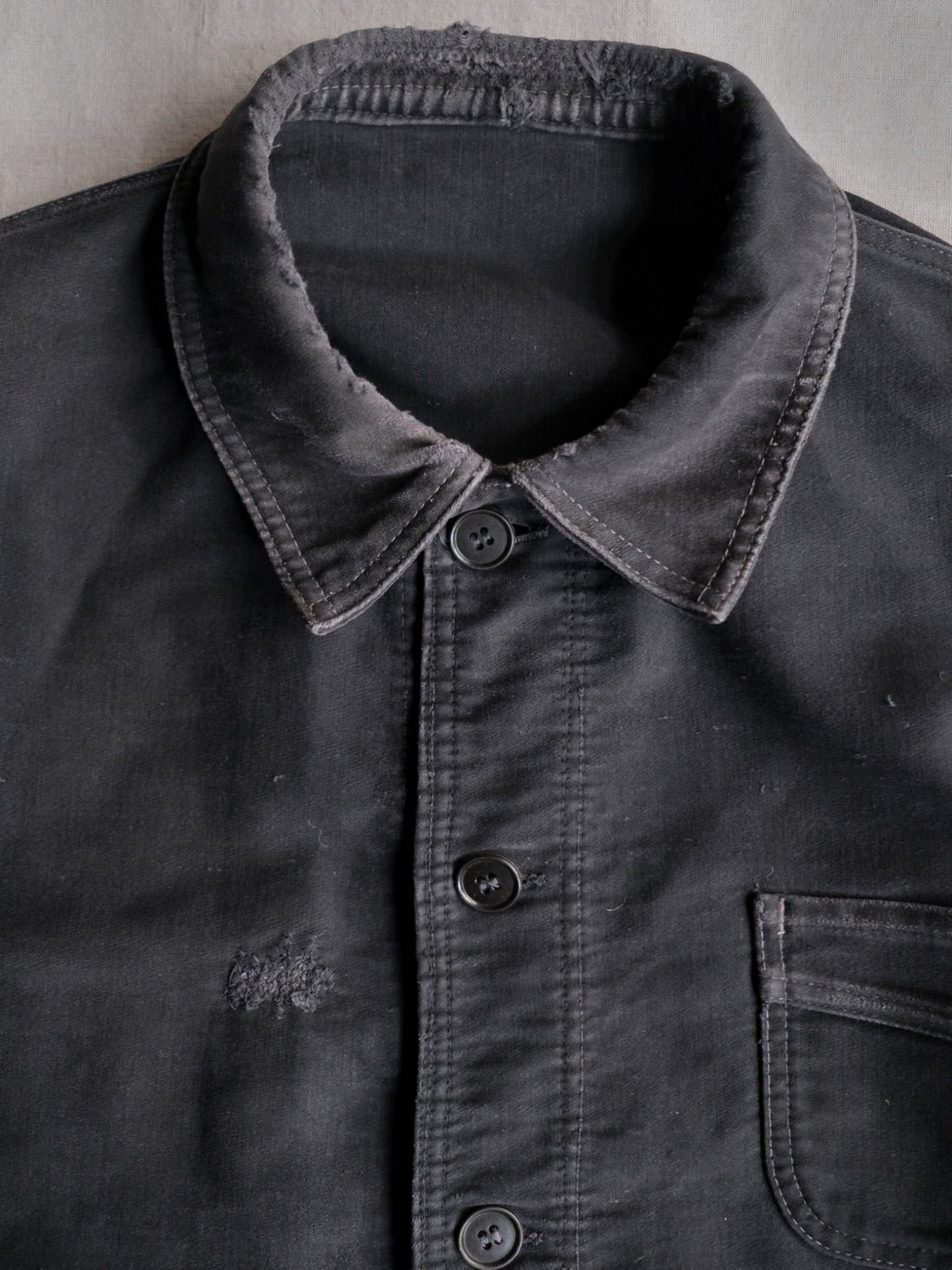 1950's "Le Mont St Michel" French Black Moleskin Work Jacket / 法國工作外套