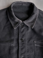 1950's "Le Mont St Michel" French Black Moleskin Work Jacket / 法國工作外套