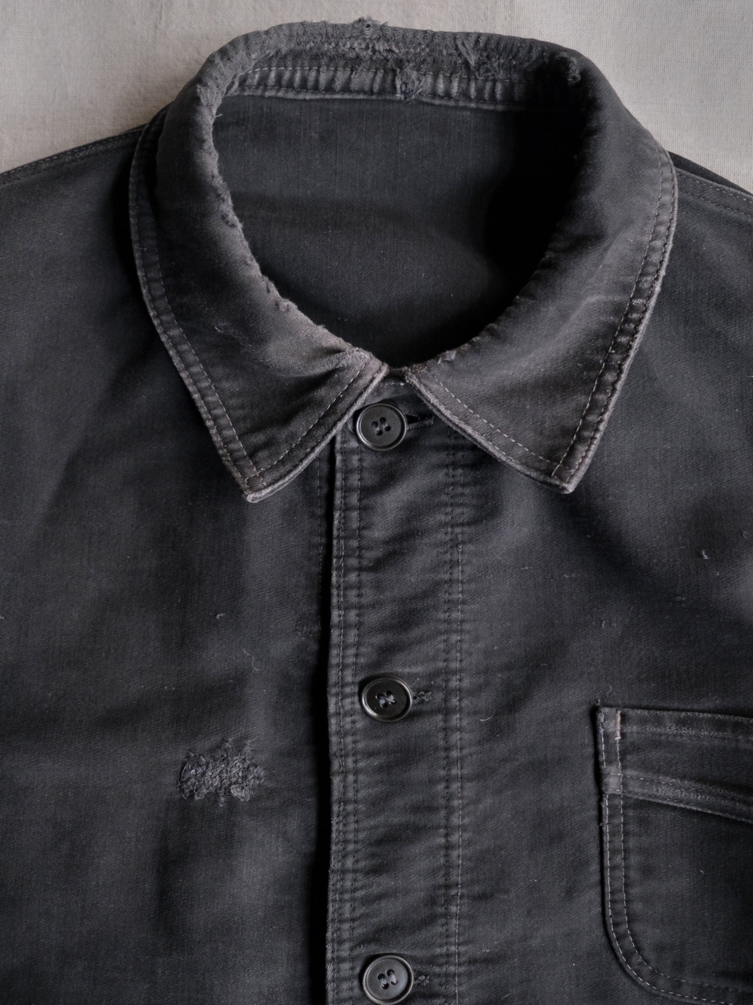 1950's "Le Mont St Michel" French Black Moleskin Work Jacket / 法國工作外套
