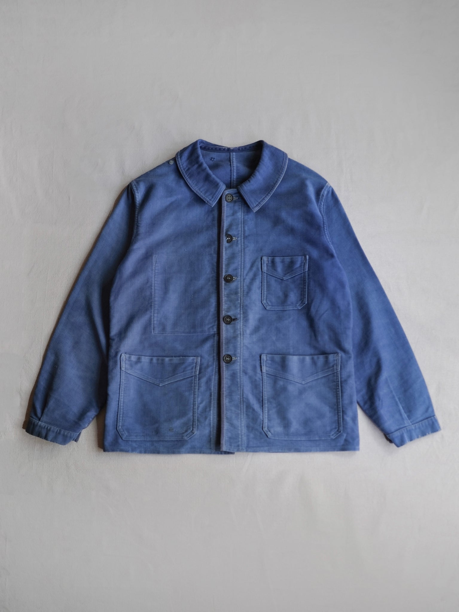 1940's "Le Mont St Michel" French Blue Moleskin Work Jacket / French work jacket 