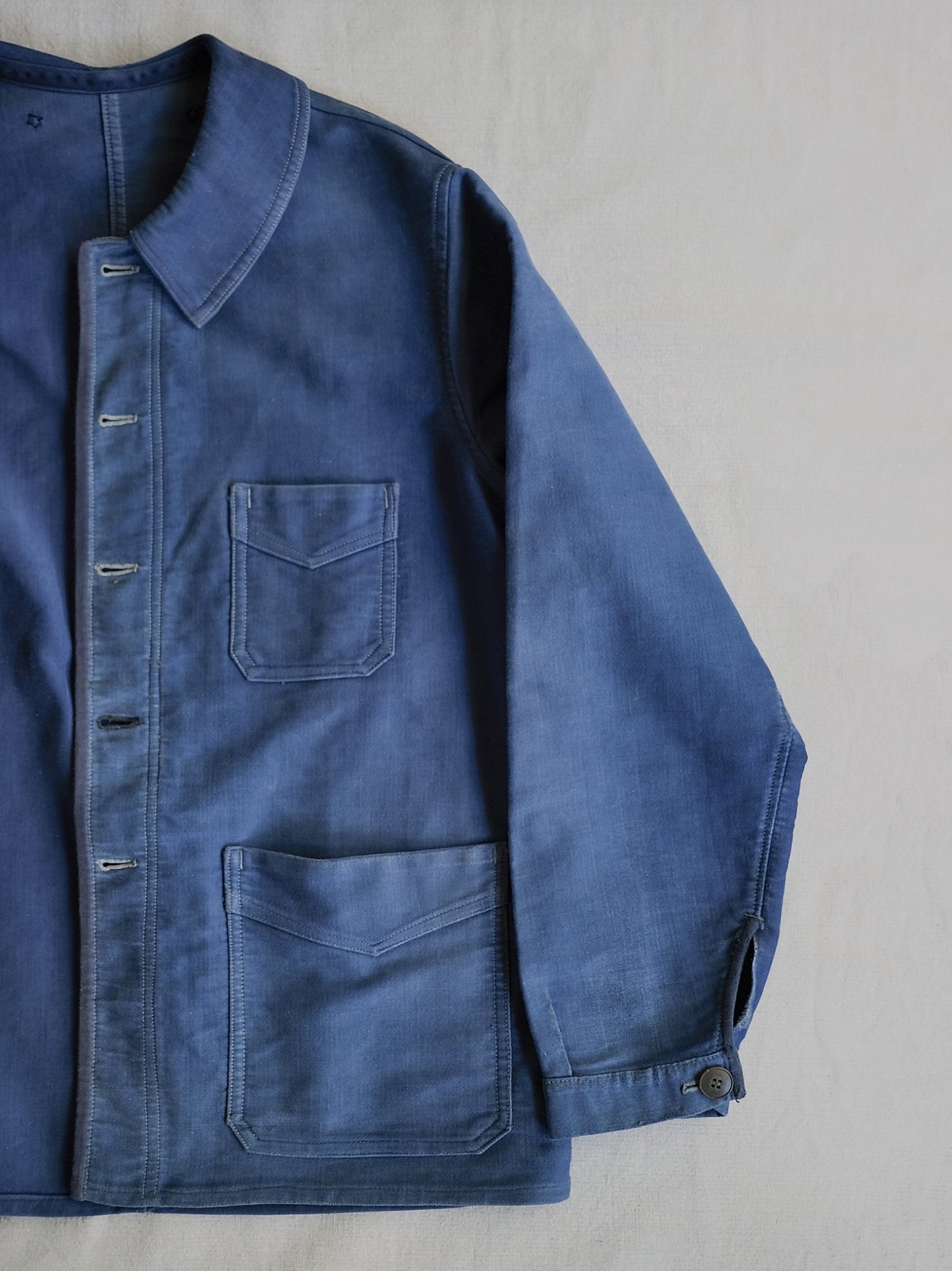 1940's "Le Mont St Michel" French Blue Moleskin Work Jacket / French work jacket 