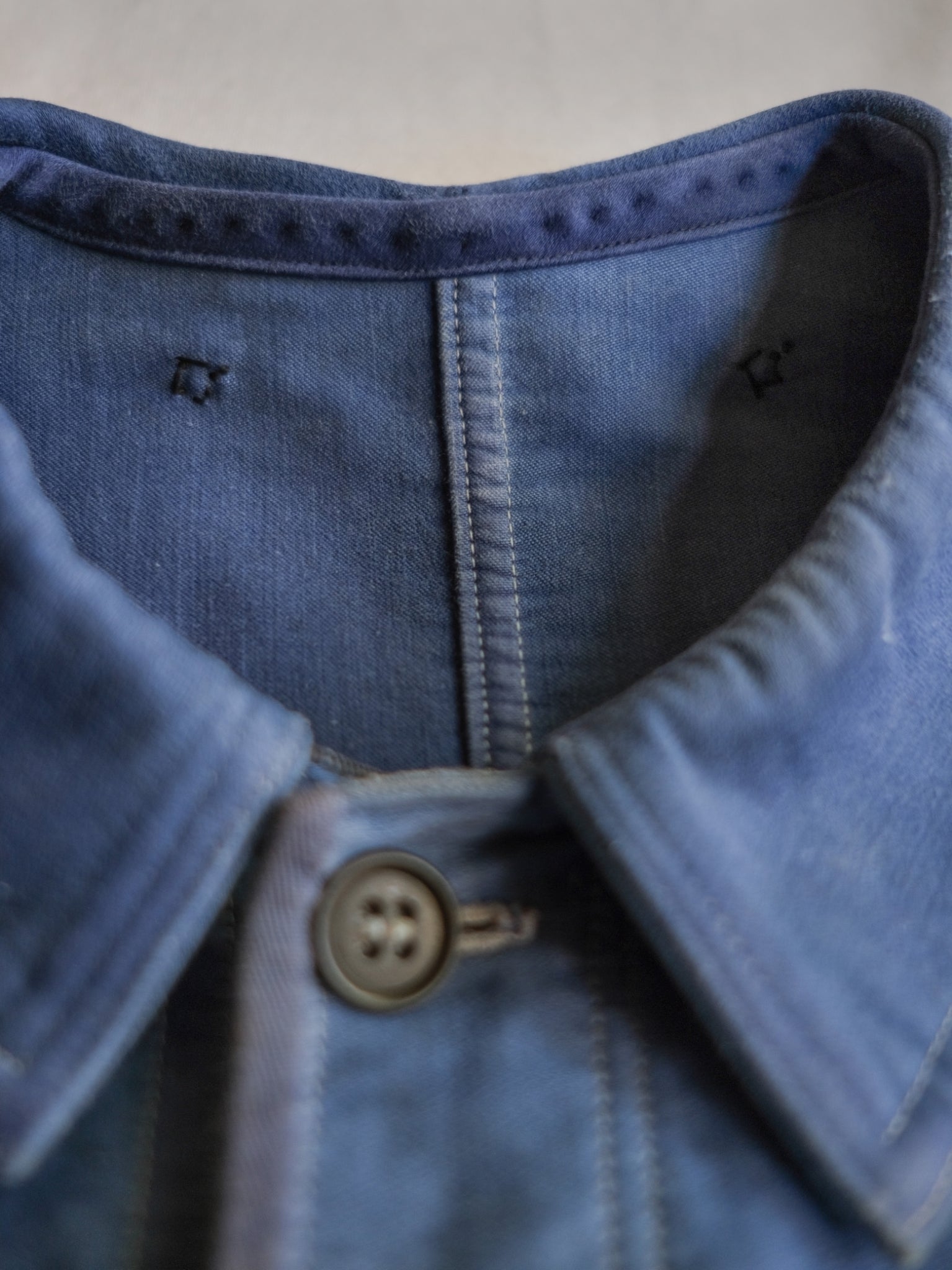 1940's "Le Mont St Michel" French Blue Moleskin Work Jacket / French work jacket 