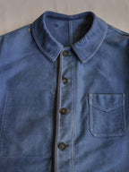 1940's "Le Mont St Michel" French Blue Moleskin Work Jacket / French work jacket 