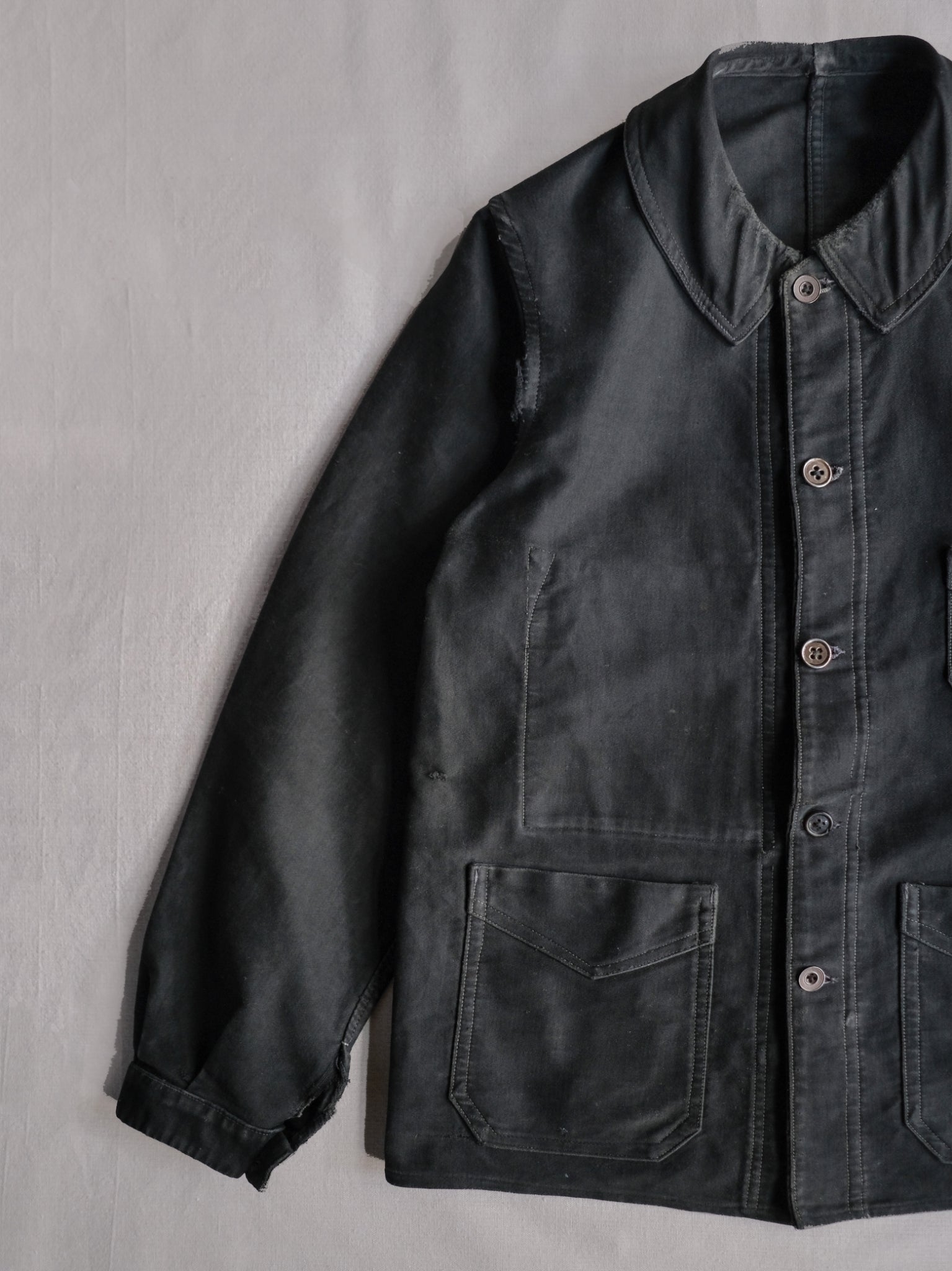 1940’s French Black Moleskin Work Jacket / 法國黑色工作外套