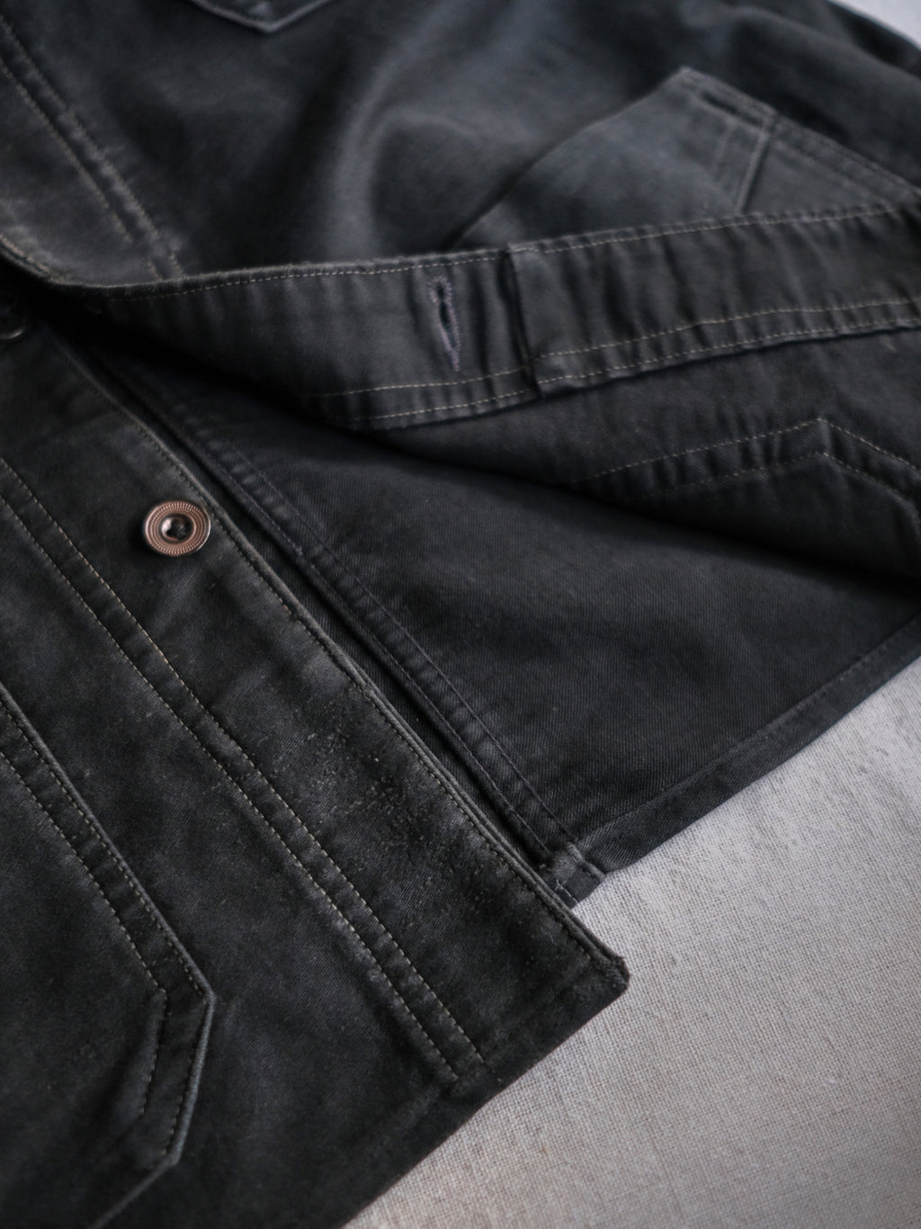1940’s French Black Moleskin Work Jacket / 法國黑色工作外套