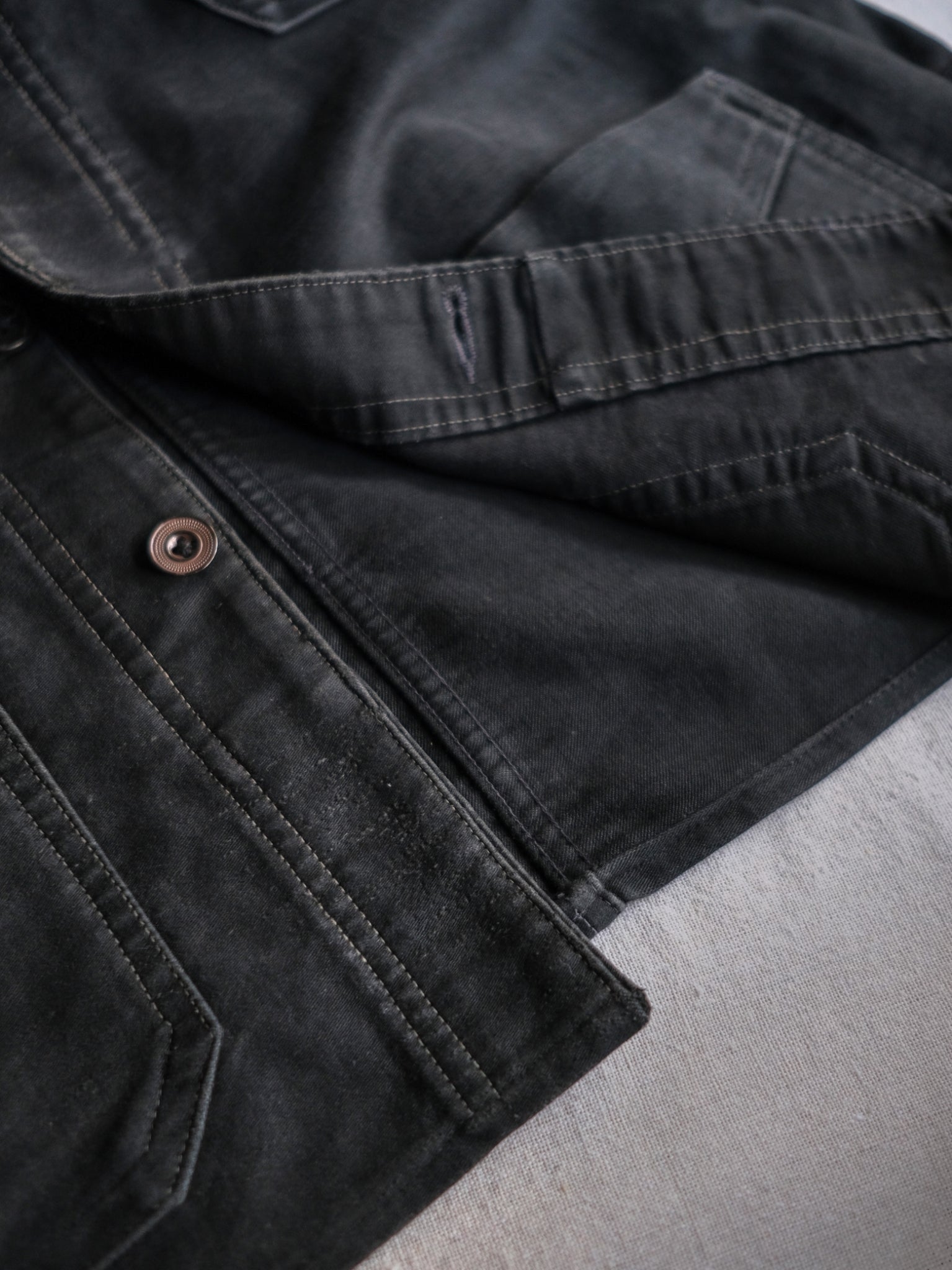1940’s French Black Moleskin Work Jacket / 法國黑色工作外套