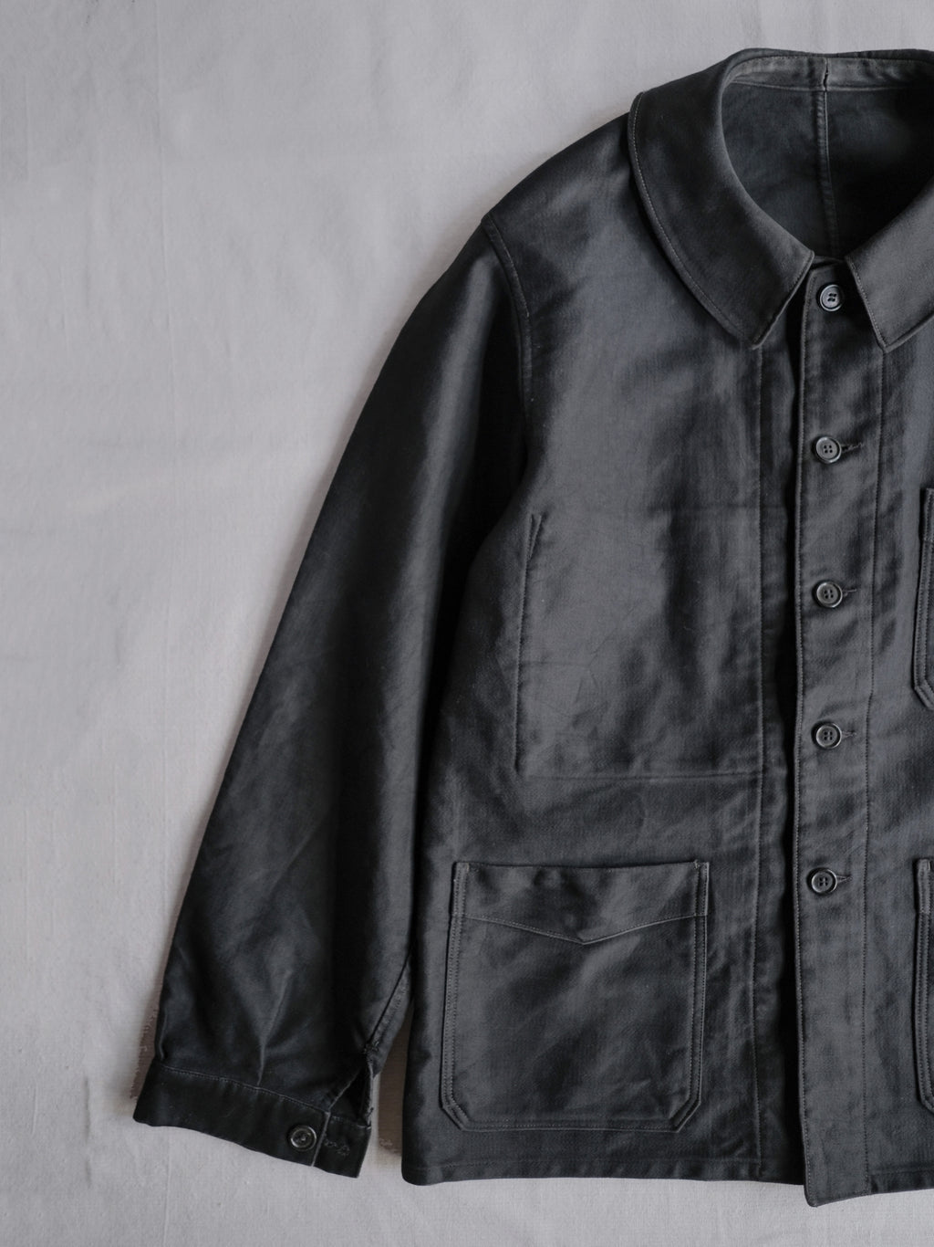 1940’s "PERRERO" French Black Moleskin Work Jacket / 法國黑色工作外套