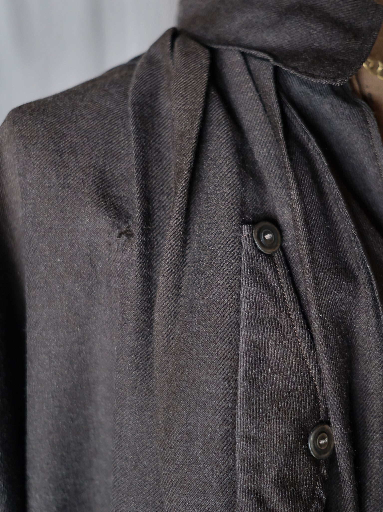 1900-10’s French Wool Twill “Biaude” Brass Chain / 法國 羊毛罩衫