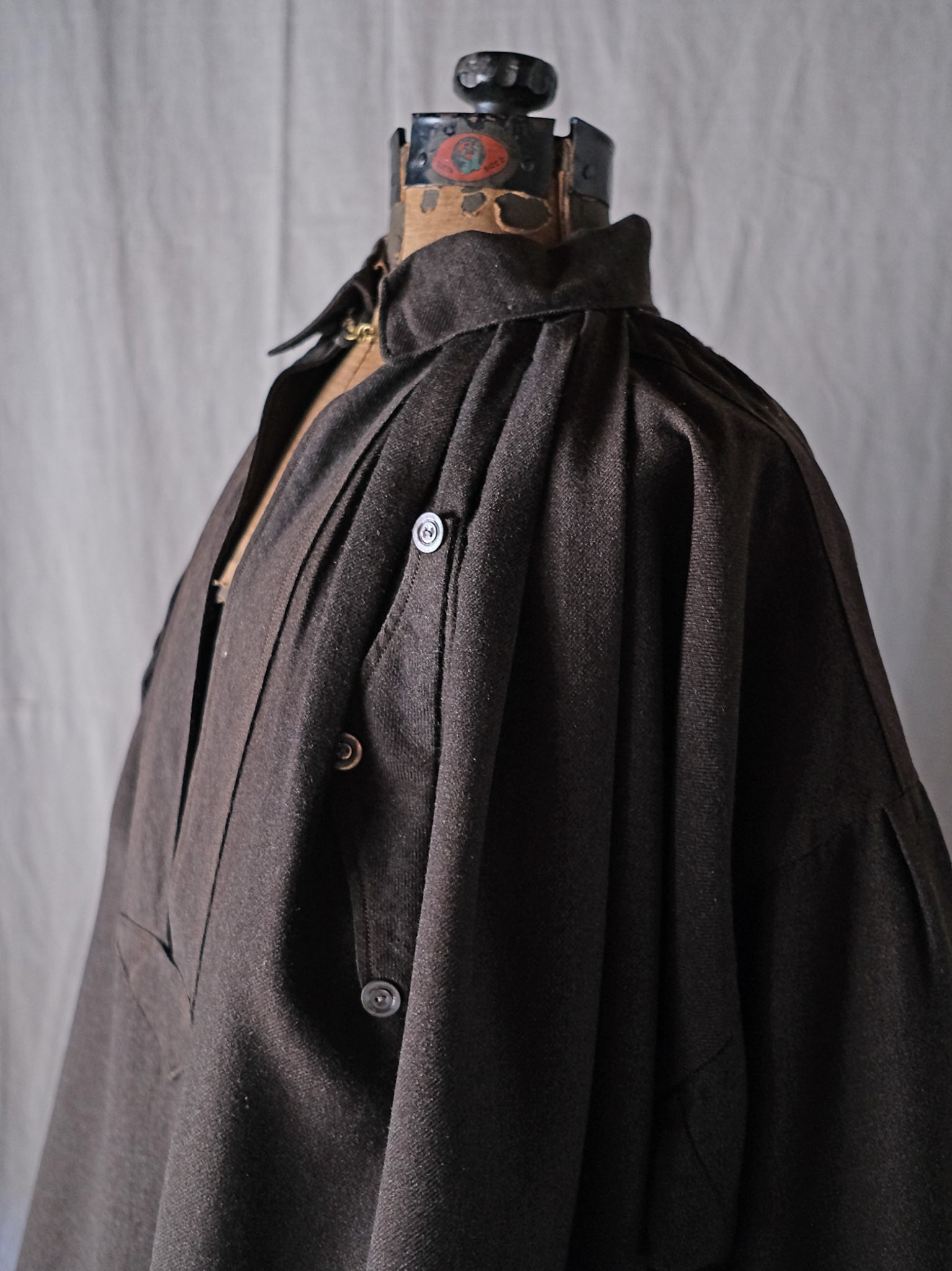 1900-10’s French Wool Twill “Biaude” Brass Chain / 法國 羊毛罩衫