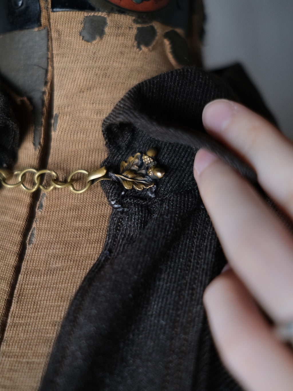 1900-10’s French Wool Twill “Biaude” Brass Chain / 法國 羊毛罩衫