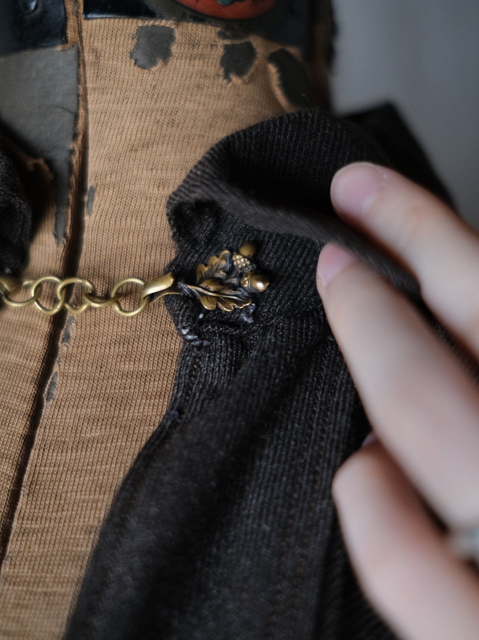 1900-10’s French Wool Twill “Biaude” Brass Chain / 法國 羊毛罩衫