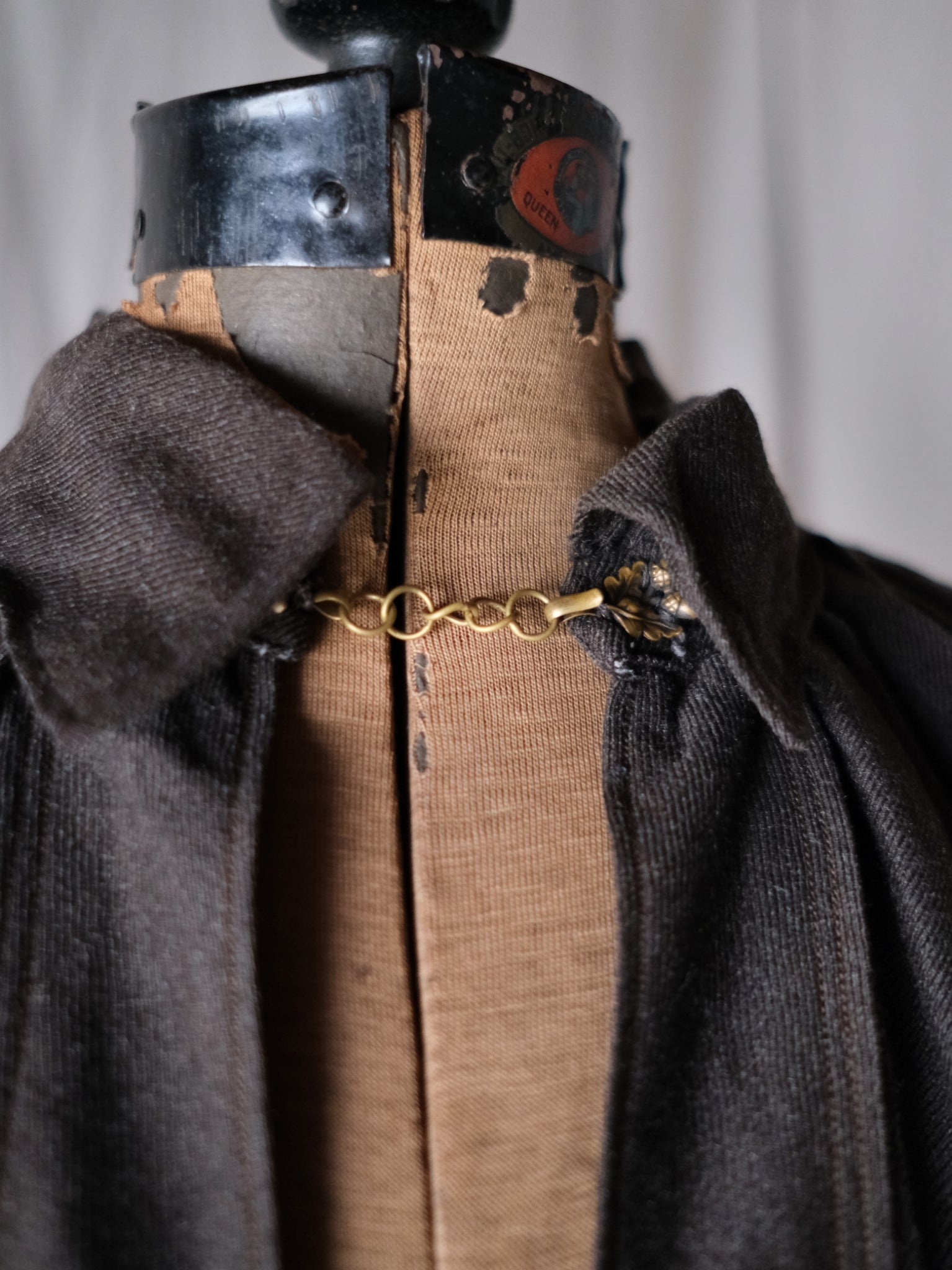 1900-10’s French Wool Twill “Biaude” Brass Chain / 法國 羊毛罩衫