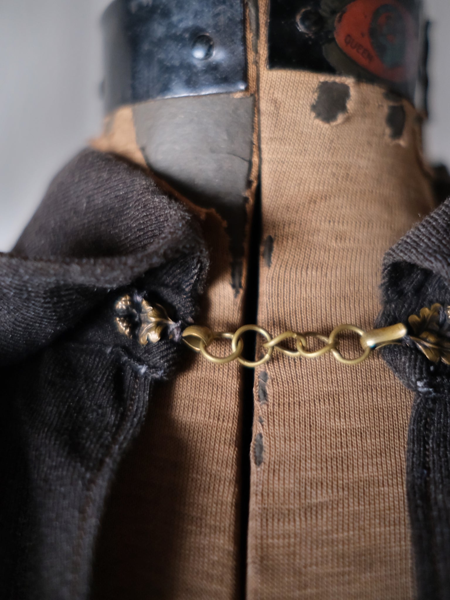 1900-10’s French Wool Twill “Biaude” Brass Chain / 法國 羊毛罩衫