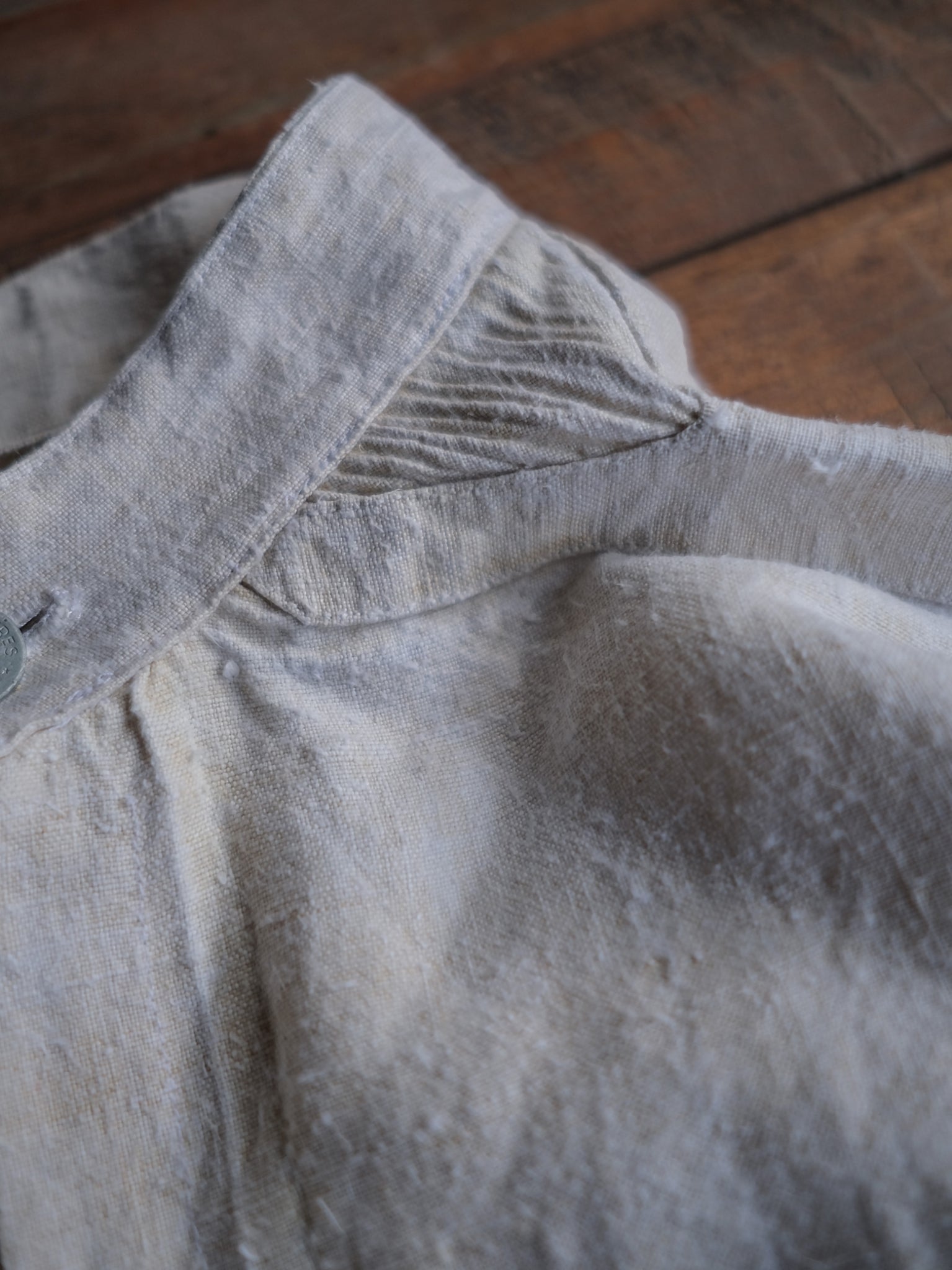 1930’s French Military Bourgeron Linen Button Up Shirt / 法國軍用亞麻鈕扣衫