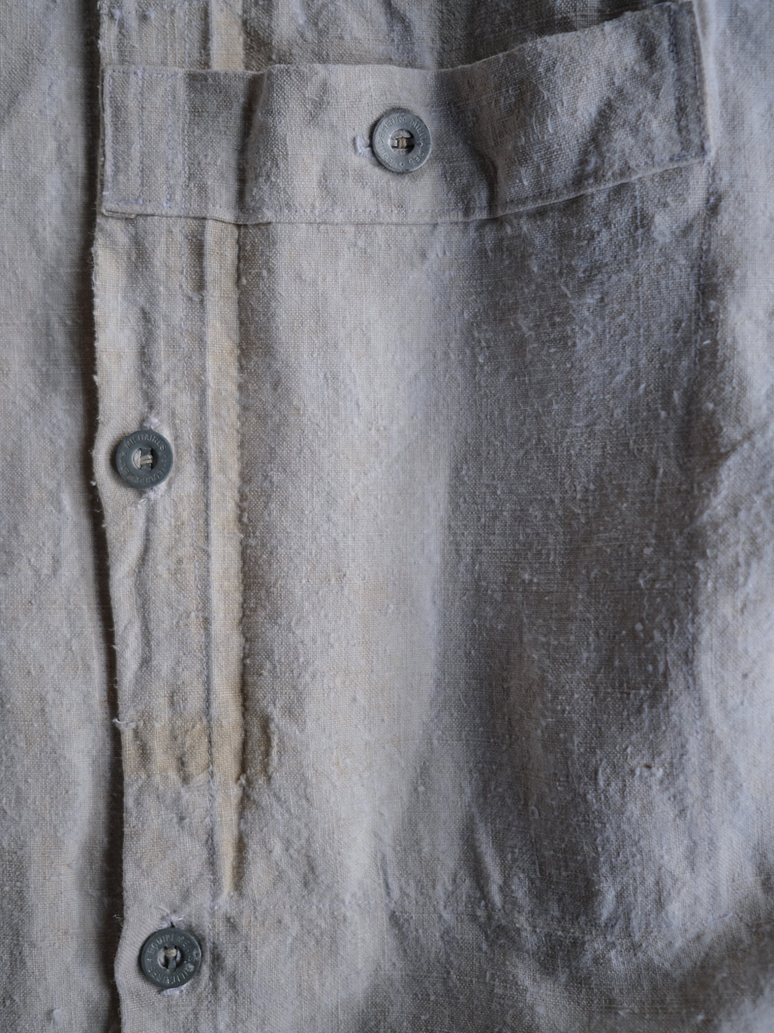 1930’s French Military Bourgeron Linen Button Up Shirt / 法國軍用亞麻鈕扣衫