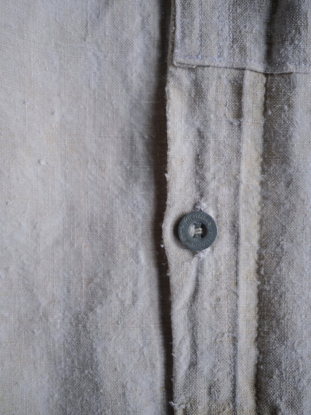 1930’s French Military Bourgeron Linen Button Up Shirt / 法國軍用亞麻鈕扣衫