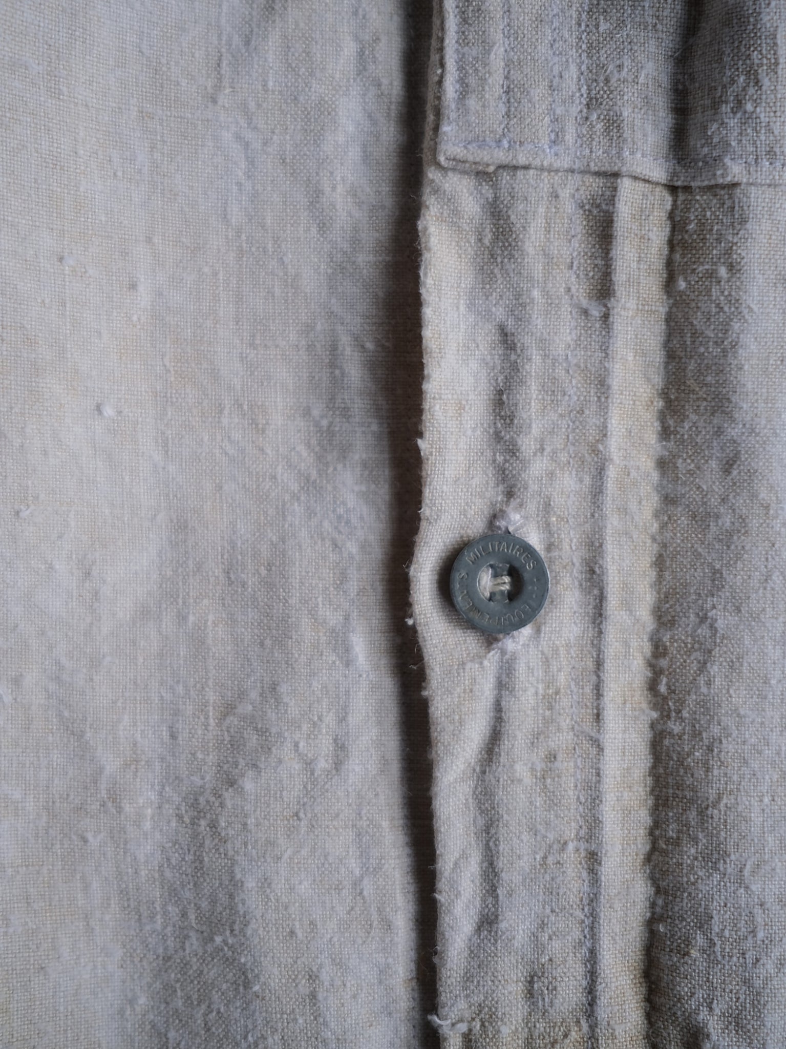 1930’s French Military Bourgeron Linen Button Up Shirt / 法國軍用亞麻鈕扣衫