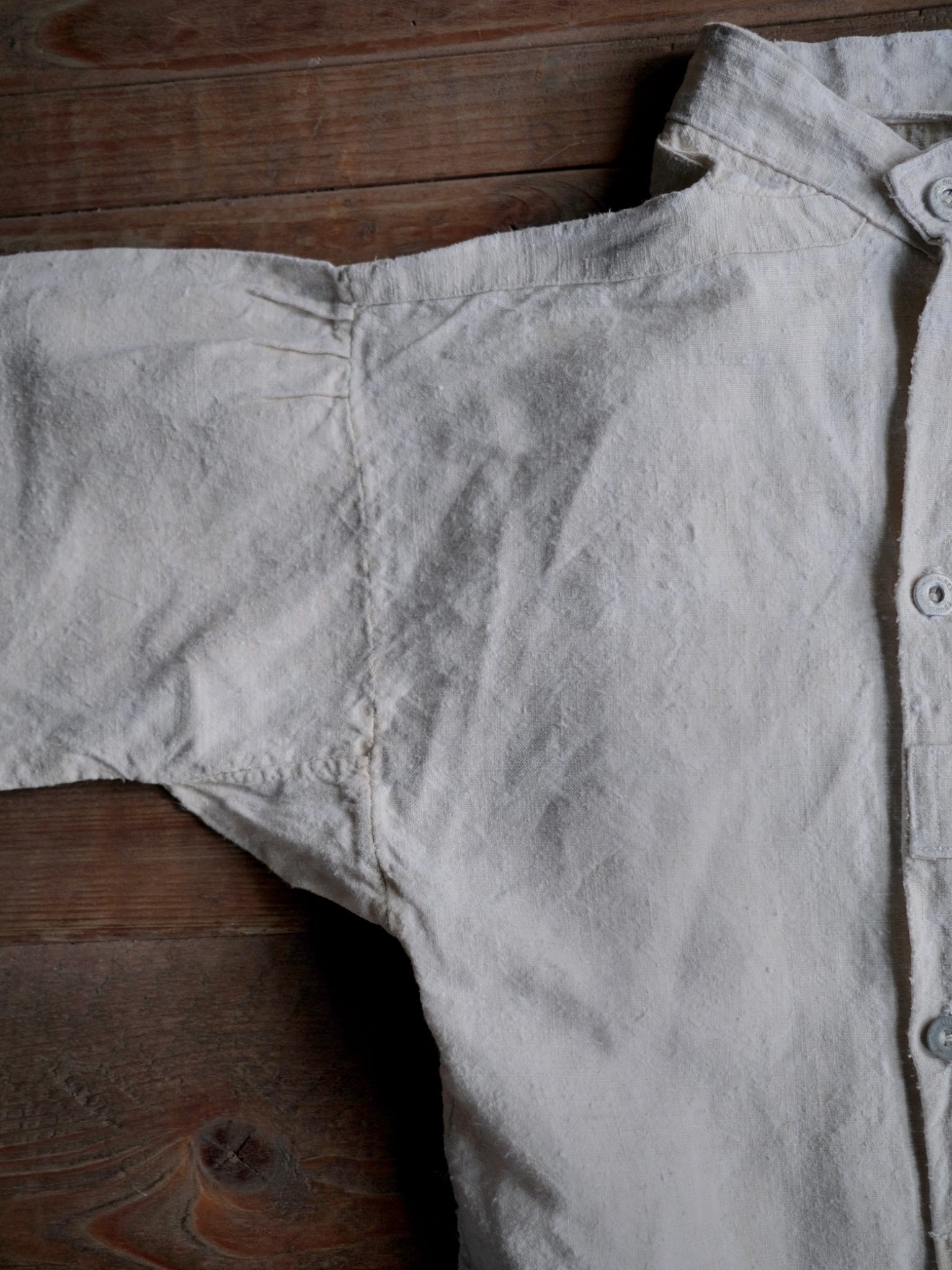 1930’s French Military Bourgeron Linen Button Up Shirt / 法國軍用亞麻鈕扣衫
