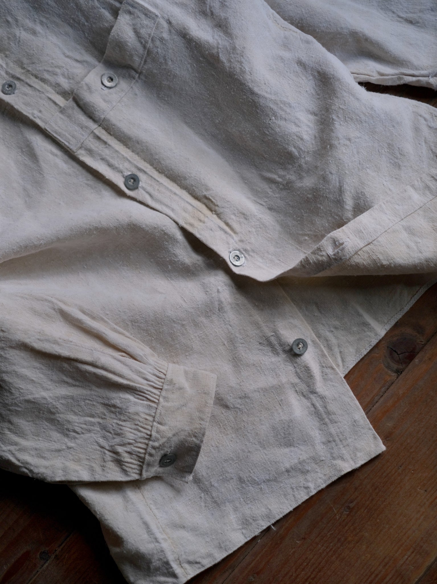 1930’s French Military Bourgeron Linen Button Up Shirt / 法國軍用亞麻鈕扣衫