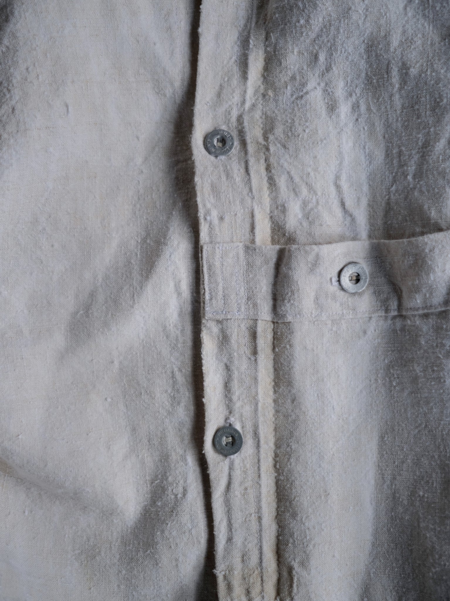 1930’s French Military Bourgeron Linen Button Up Shirt / 法國軍用亞麻鈕扣衫