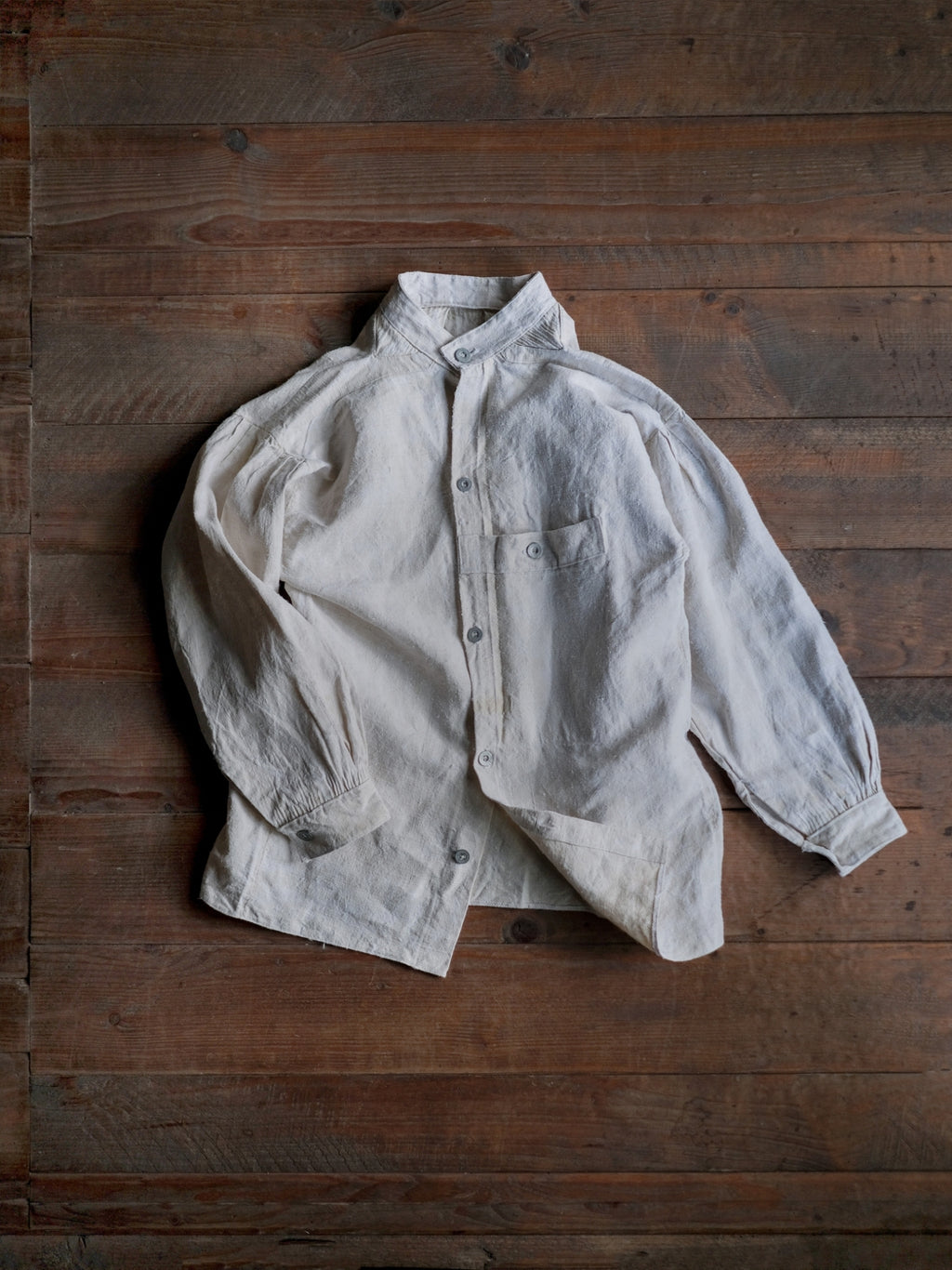 1930’s French Military Bourgeron Linen Button Up Shirt / 法國軍用亞麻鈕扣衫