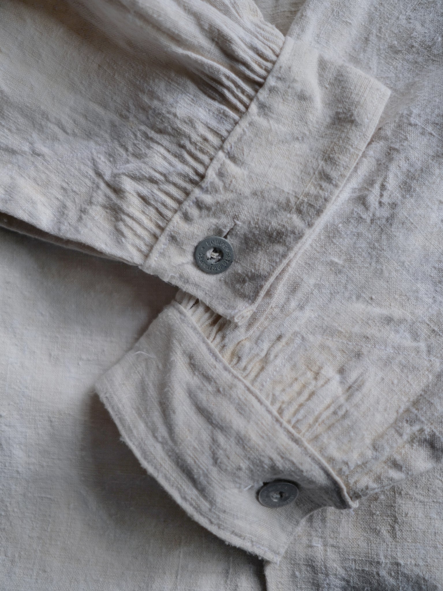 1930’s French Military Bourgeron Linen Button Up Shirt / 法國軍用亞麻鈕扣衫