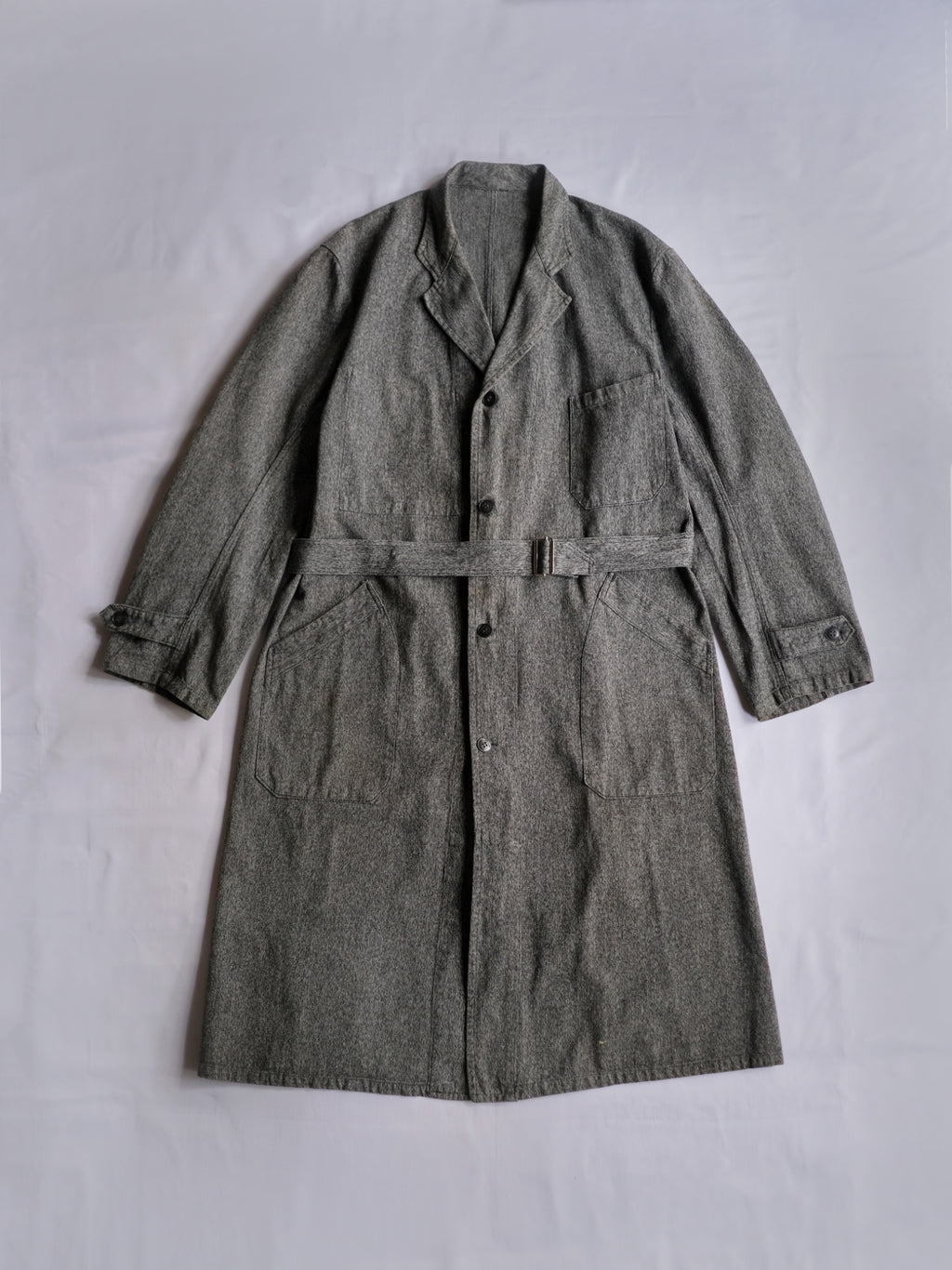 1940’s “Au Molinel” French Salt & Pepper Atelier Coat / 法國椒鹽工作大衣