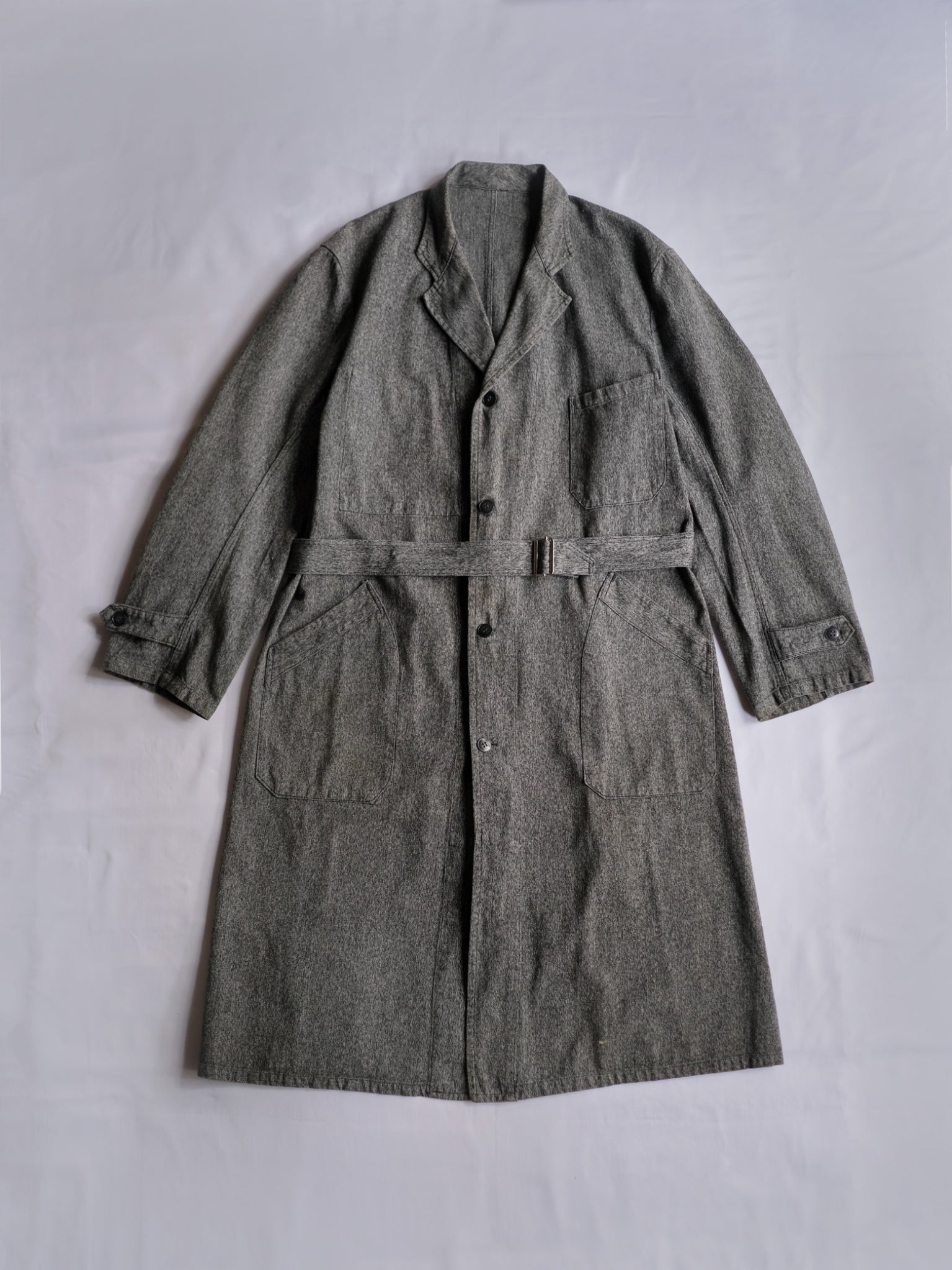 1940’s “Au Molinel” French Salt & Pepper Atelier Coat / 法國椒鹽工作大衣