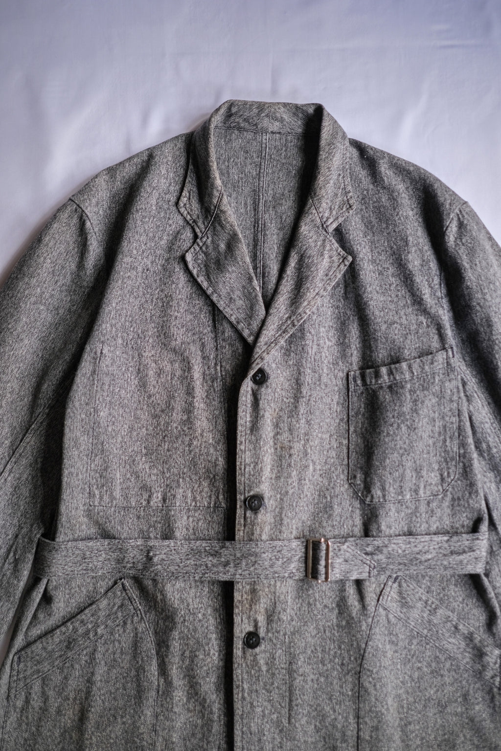 1940’s “Au Molinel” French Salt & Pepper Atelier Coat / 法國椒鹽工作大衣