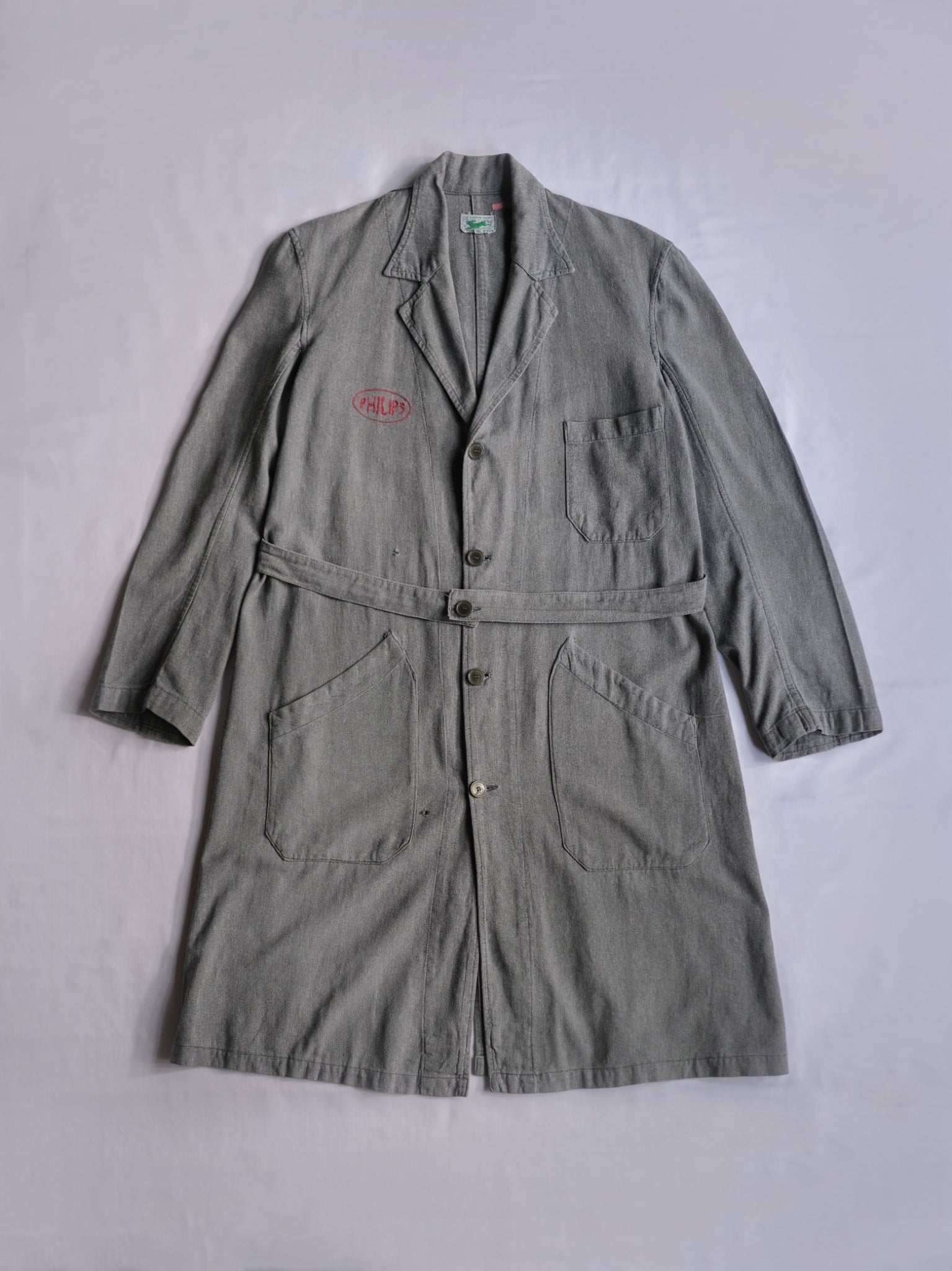 1940’s “LE LAPIN VERT” French Salt & Pepper Atelier Coat / 法國椒鹽工作大衣